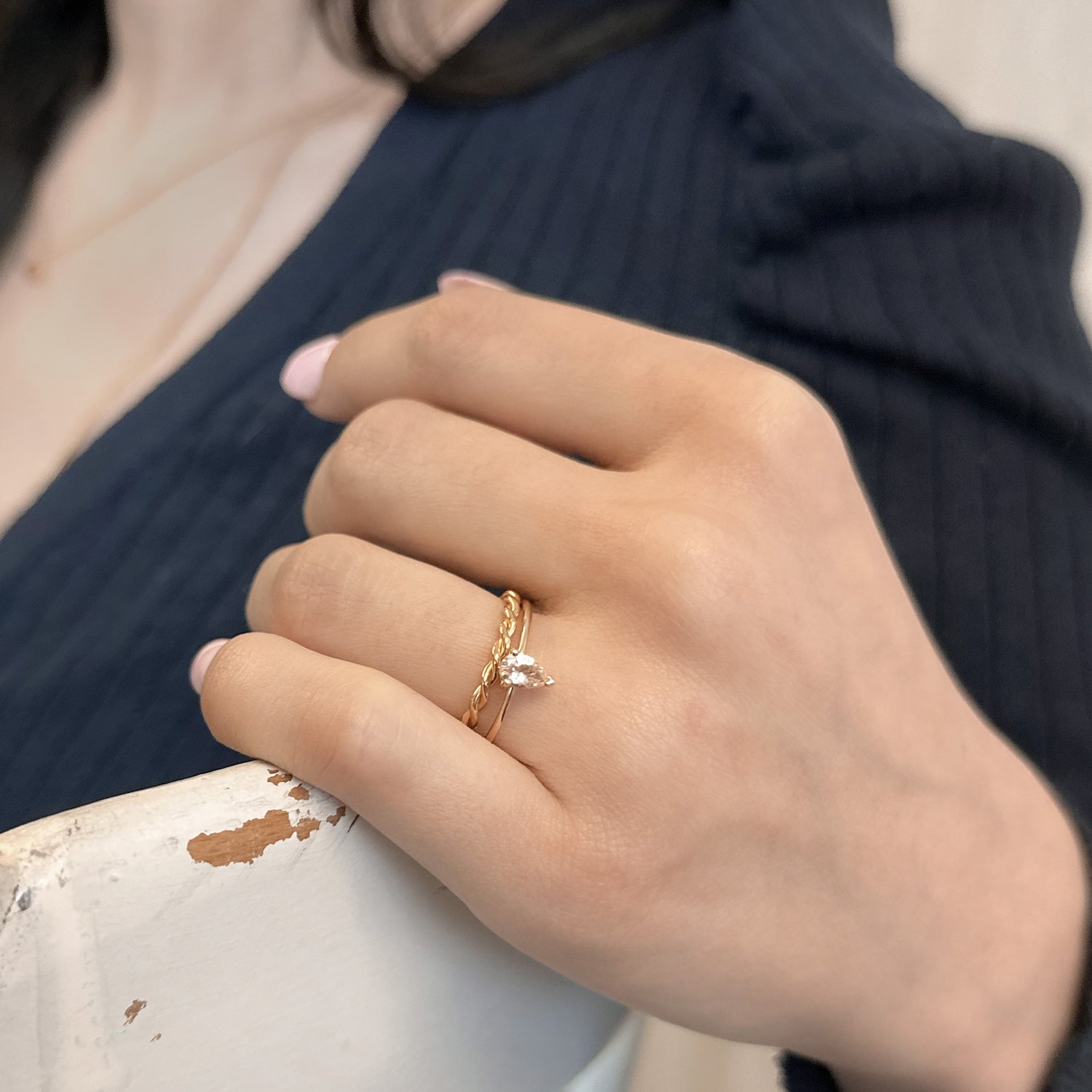 9k Yellow Gold & Pear Morganite Solitaire Ring