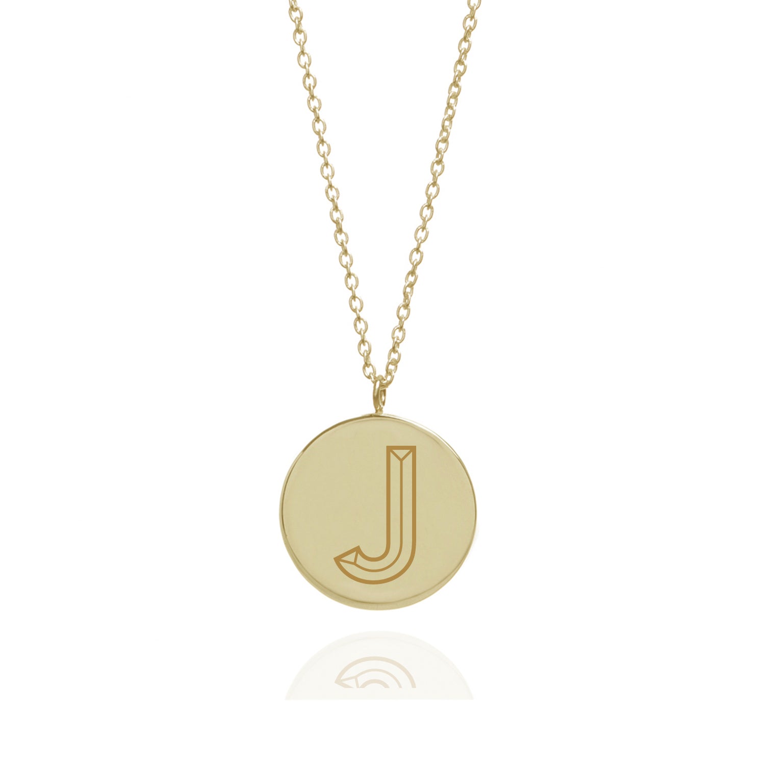 Facett Initial J Pendant - Gold