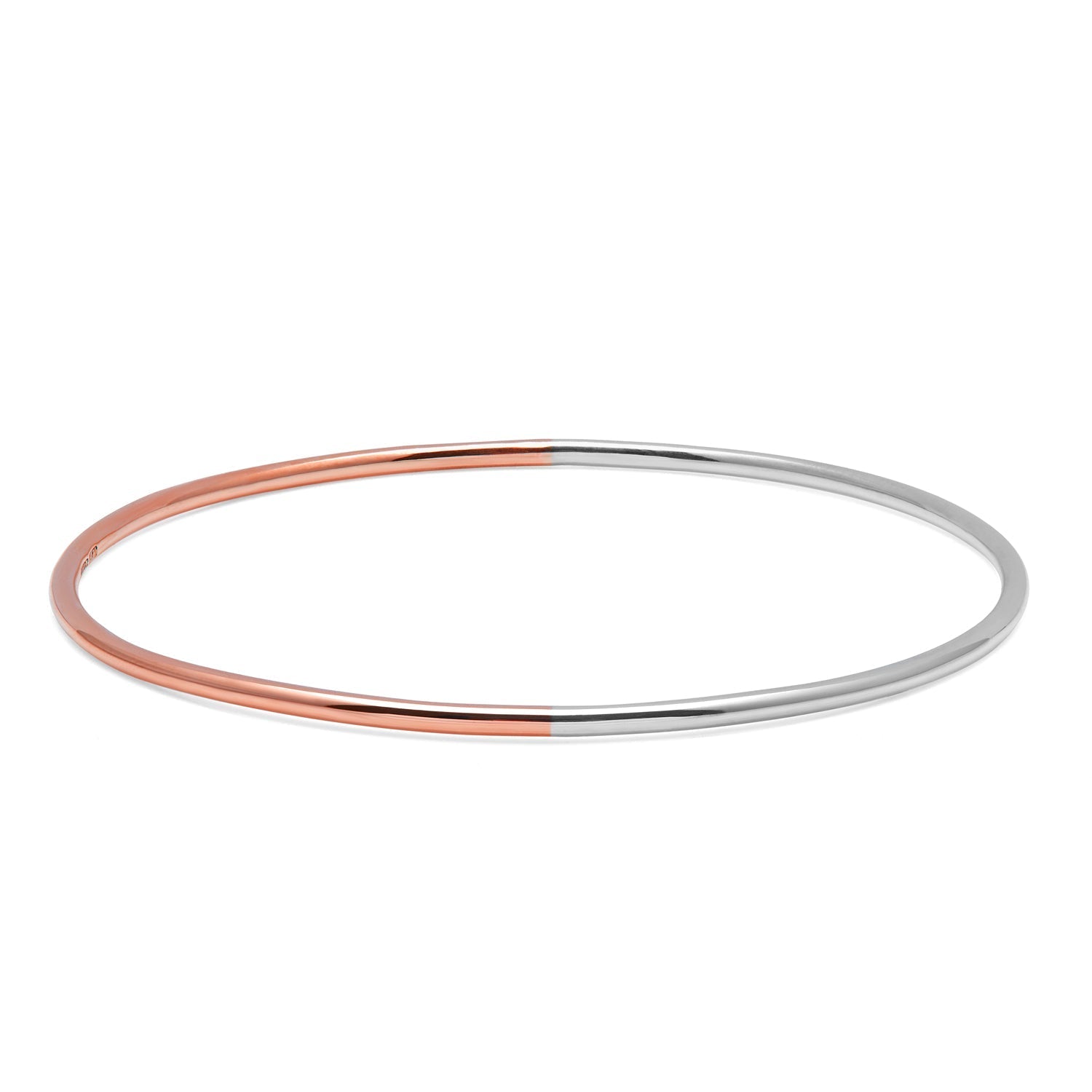 Two-Tone Bangle - 9k Rose & White Gold