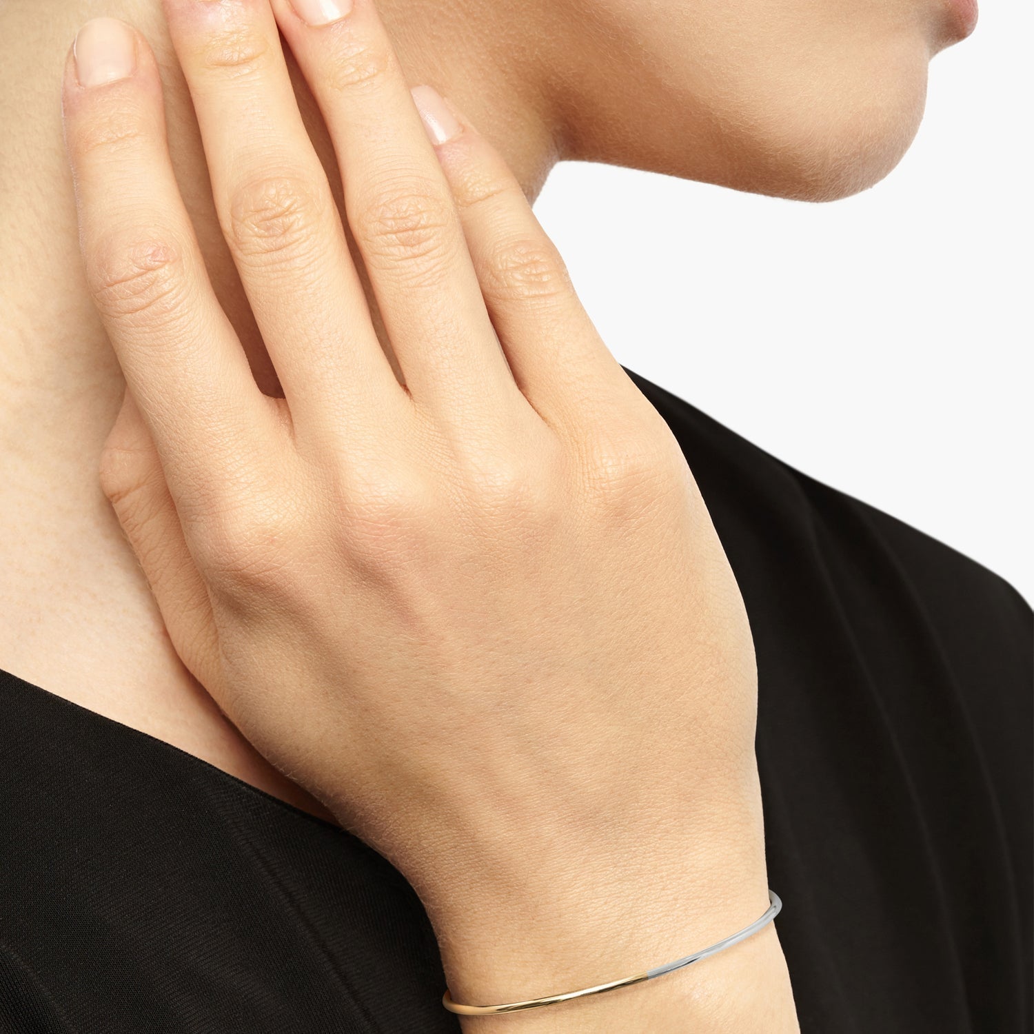 Two-Tone Bangle - 9k Rose & White Gold
