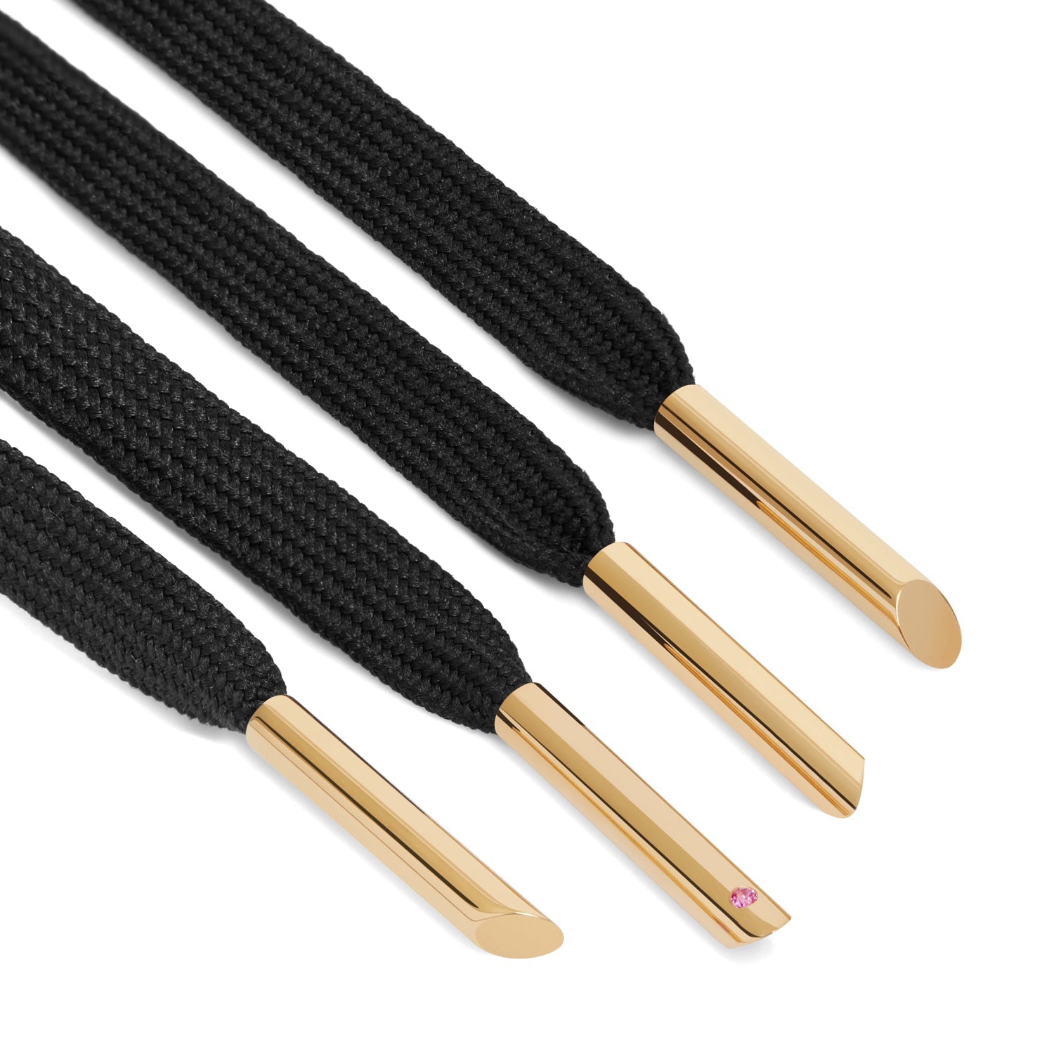 Classic Pink Sapphire Set 18k White Gold Aglets X Nylon Laces