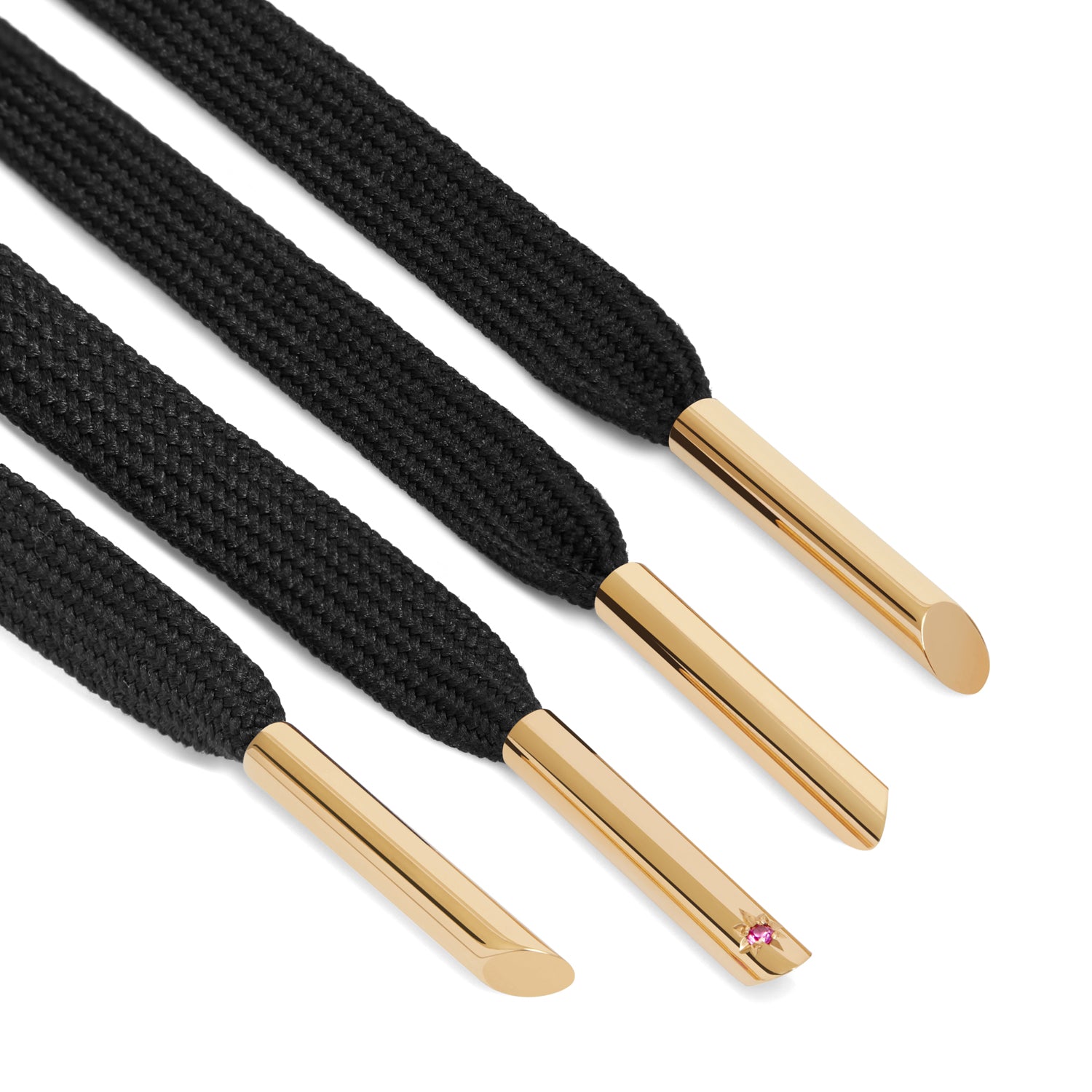 Star Set Pink Sapphire 18k Yellow Gold Aglets X Nylon Laces