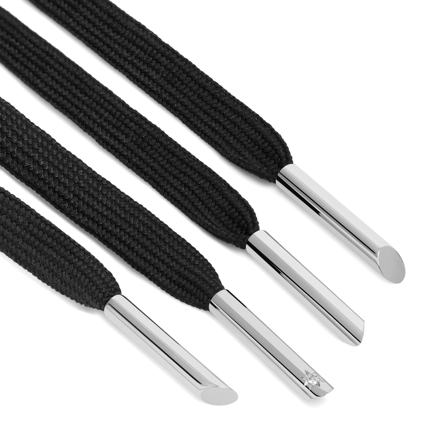 Star Diamond Set Sterling Silver Aglets X Nylon Laces