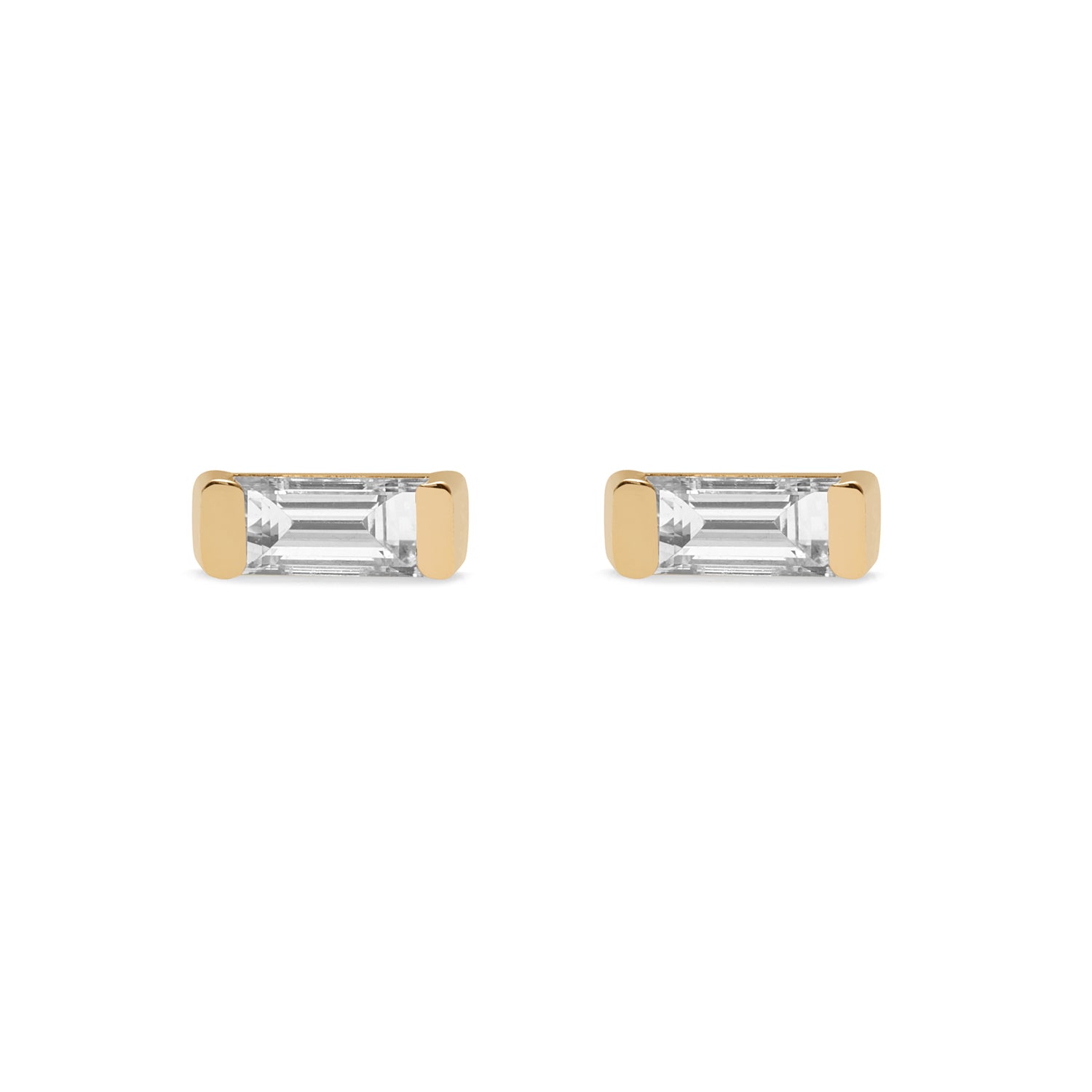 Lab Grown Diamond Baguette Bar Stud Earrings