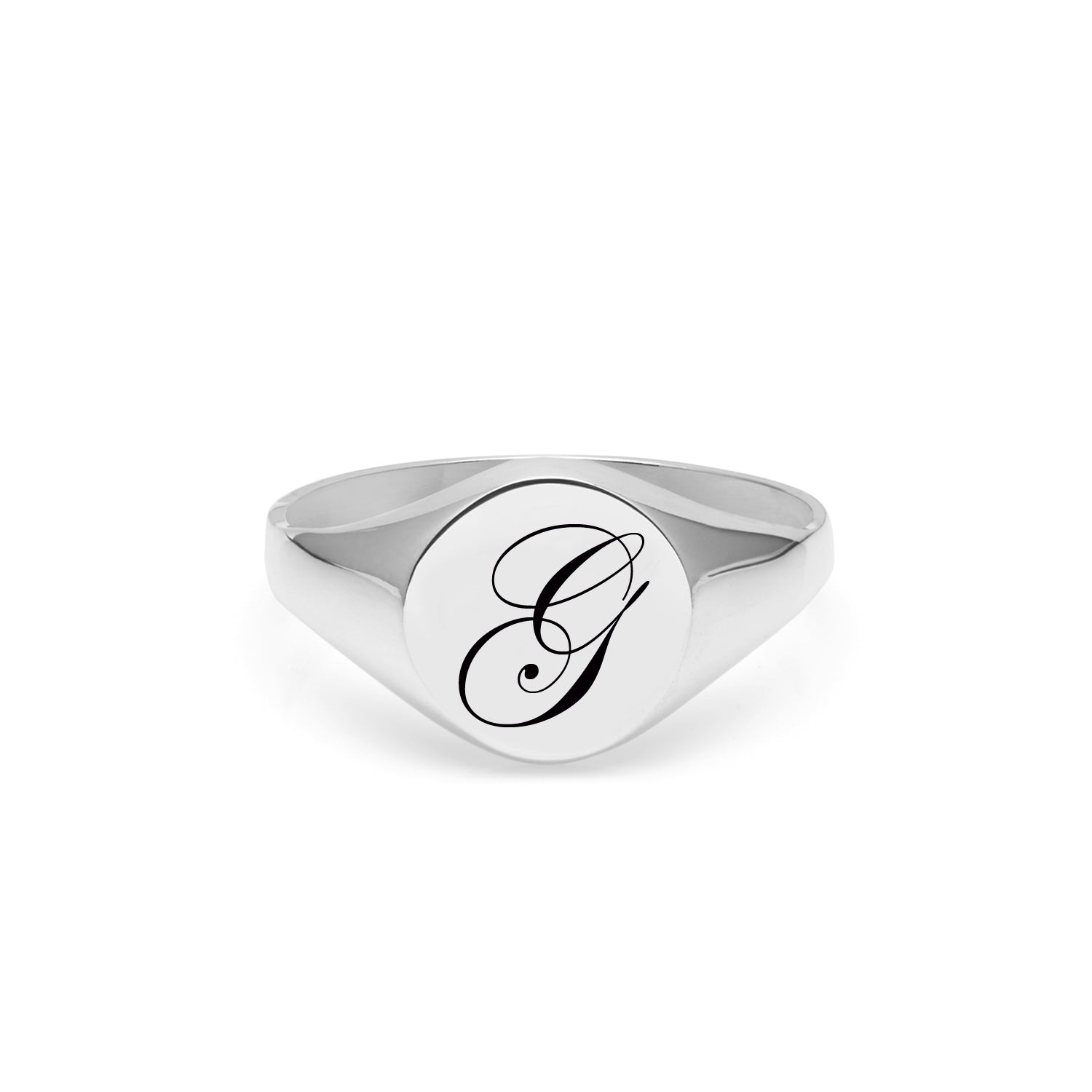 Initial G Edwardian Signet Ring - Silver