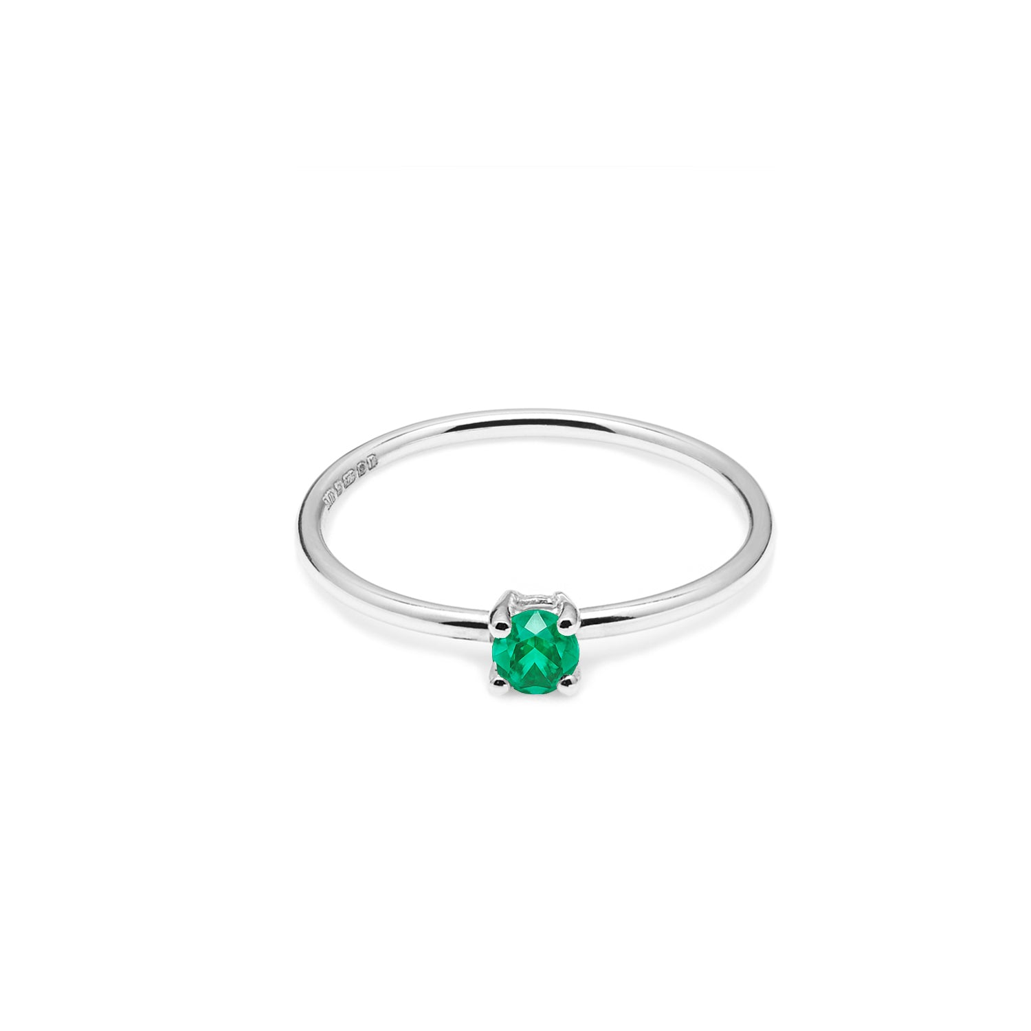 9k White Gold & Natural Emerald Solitaire Ring