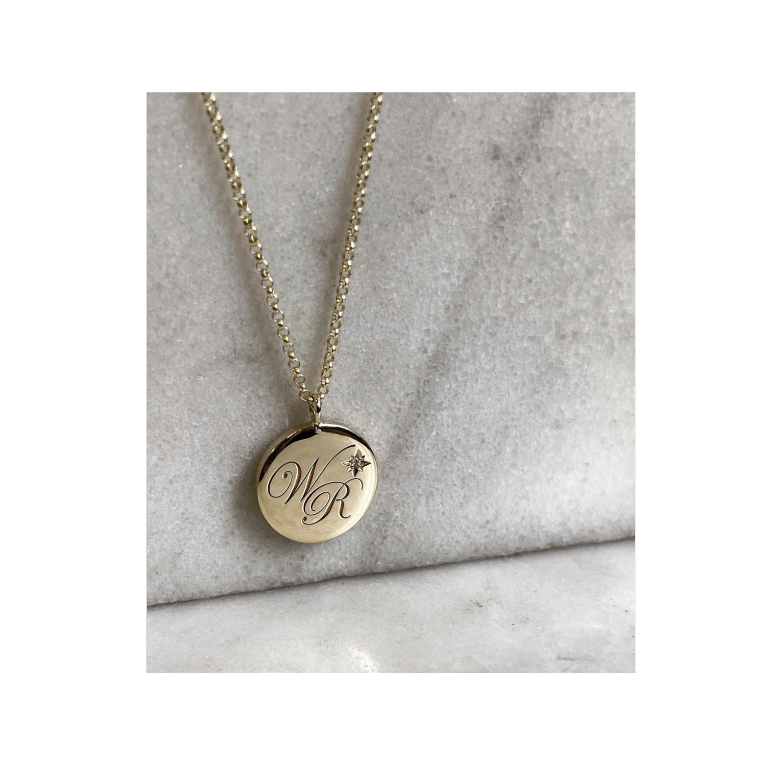 Initial M Edwardian Pendant - 9k Yellow Gold