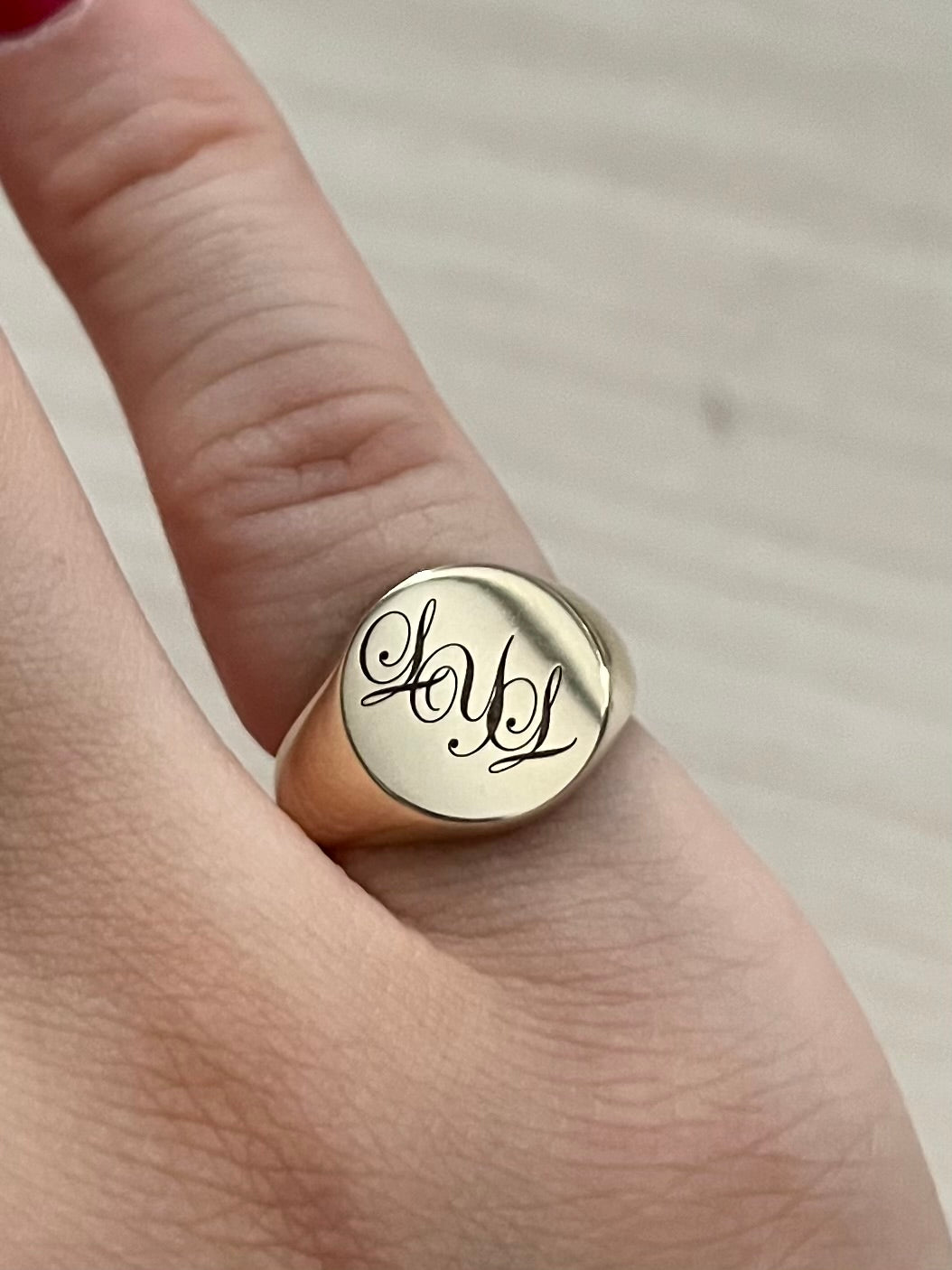 Triple Initial Edwardian Signet Ring - 9k Yellow Gold