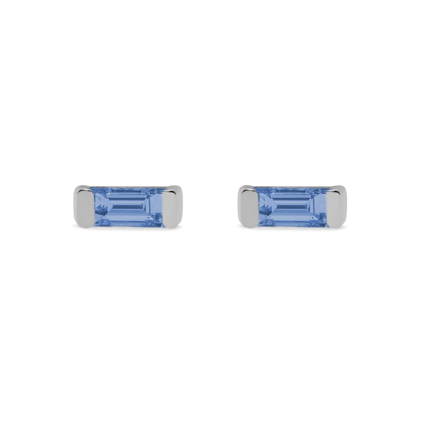 Single London Blue Topaz Baguette Bar Stud Earring