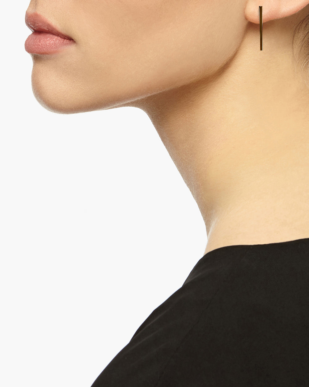 Long Bar Stud Earrings - Black