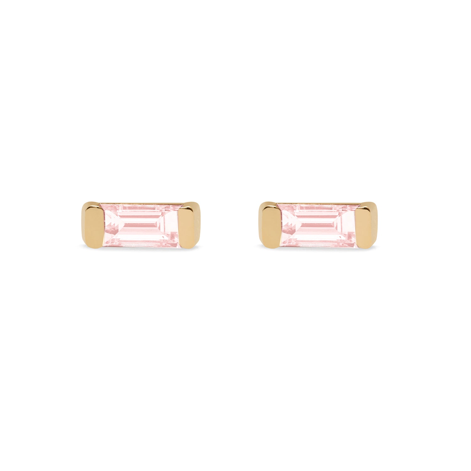 Single Morganite Bar Stud Earring