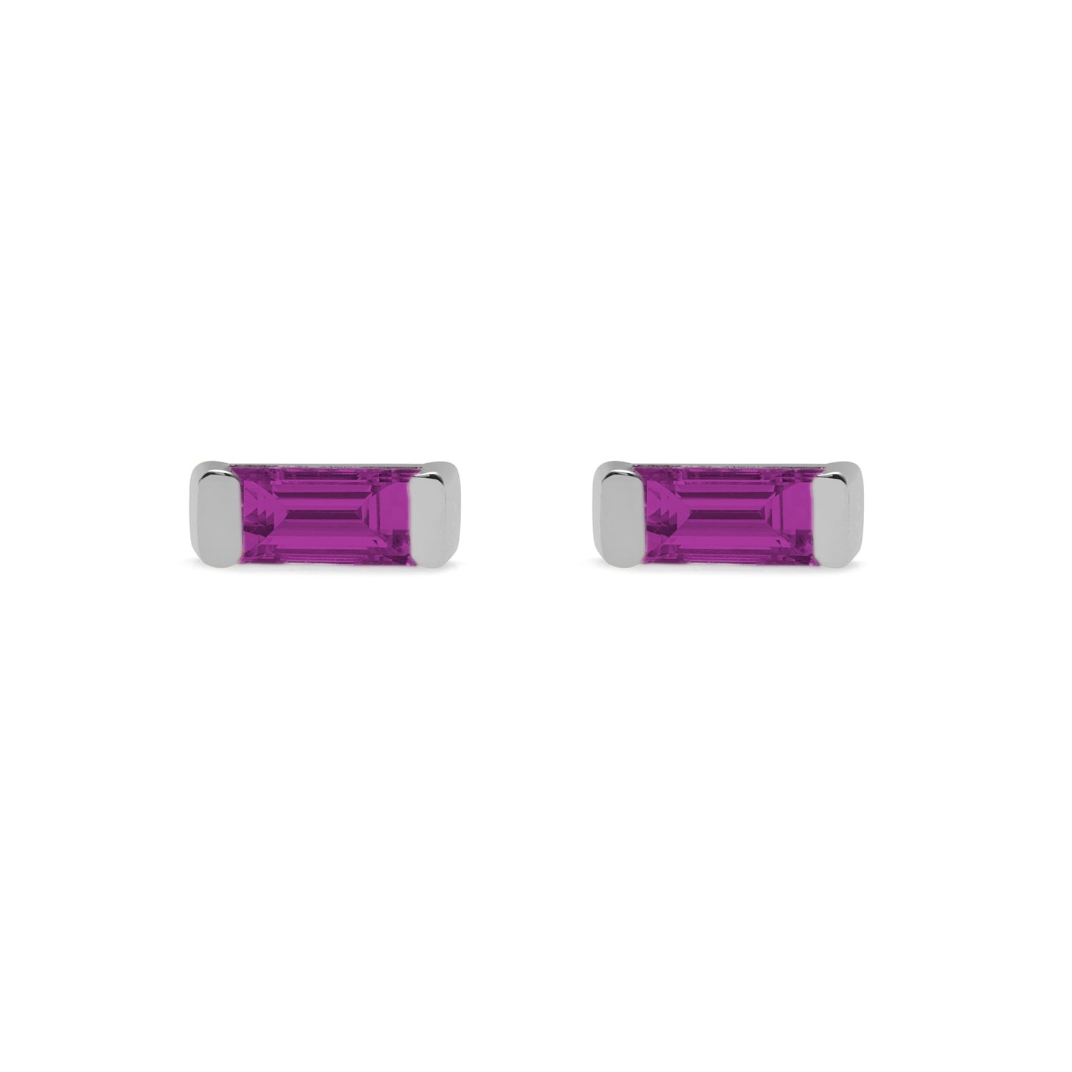 Single Rhodolite Garnet Bar Stud Earring