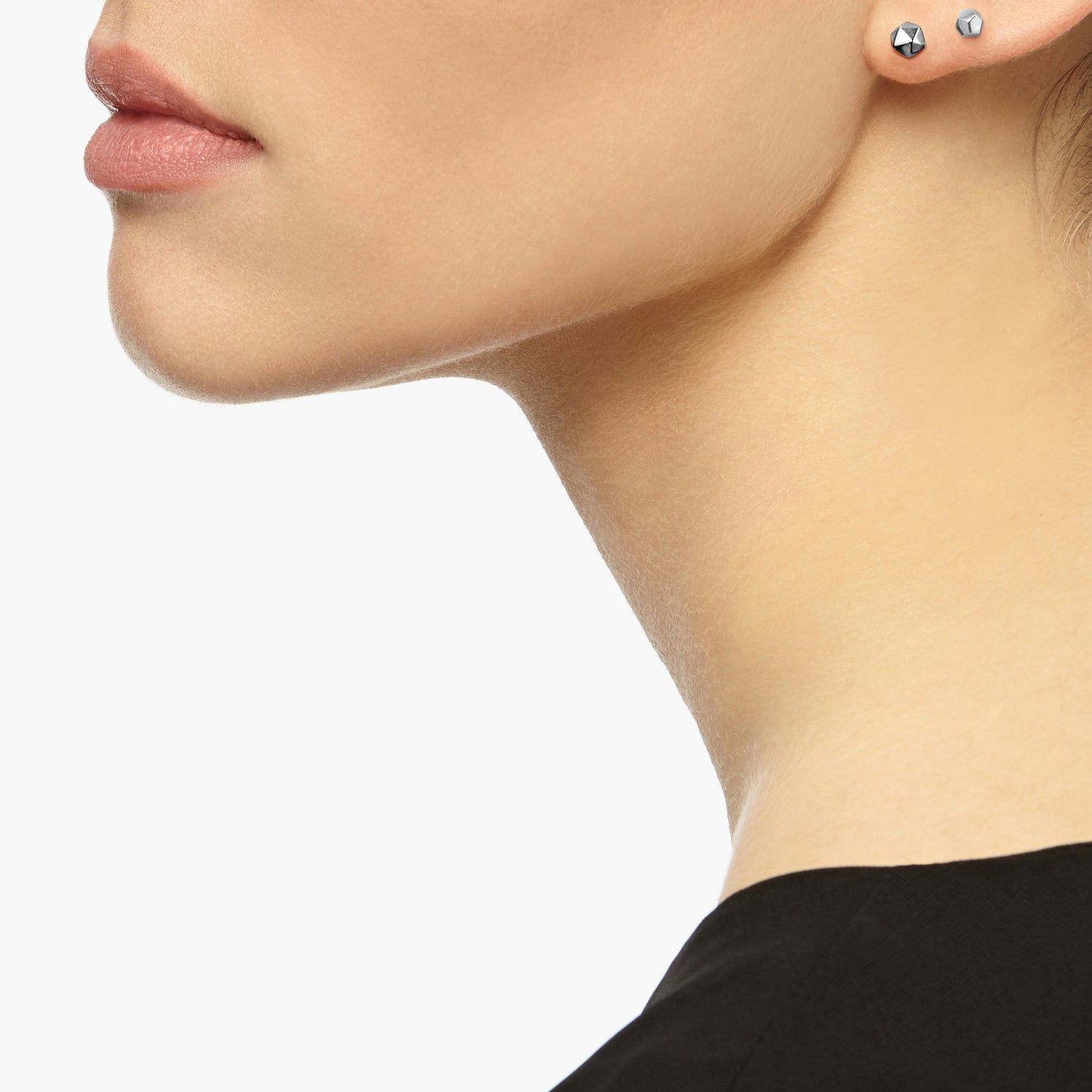 Single Icosahedron Stud Earring - Black