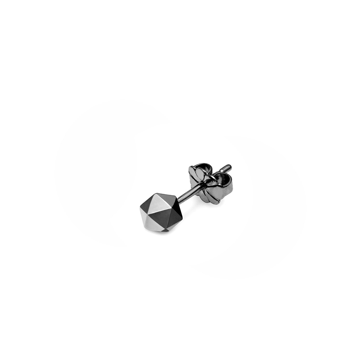 Single Icosahedron Stud Earring - Black