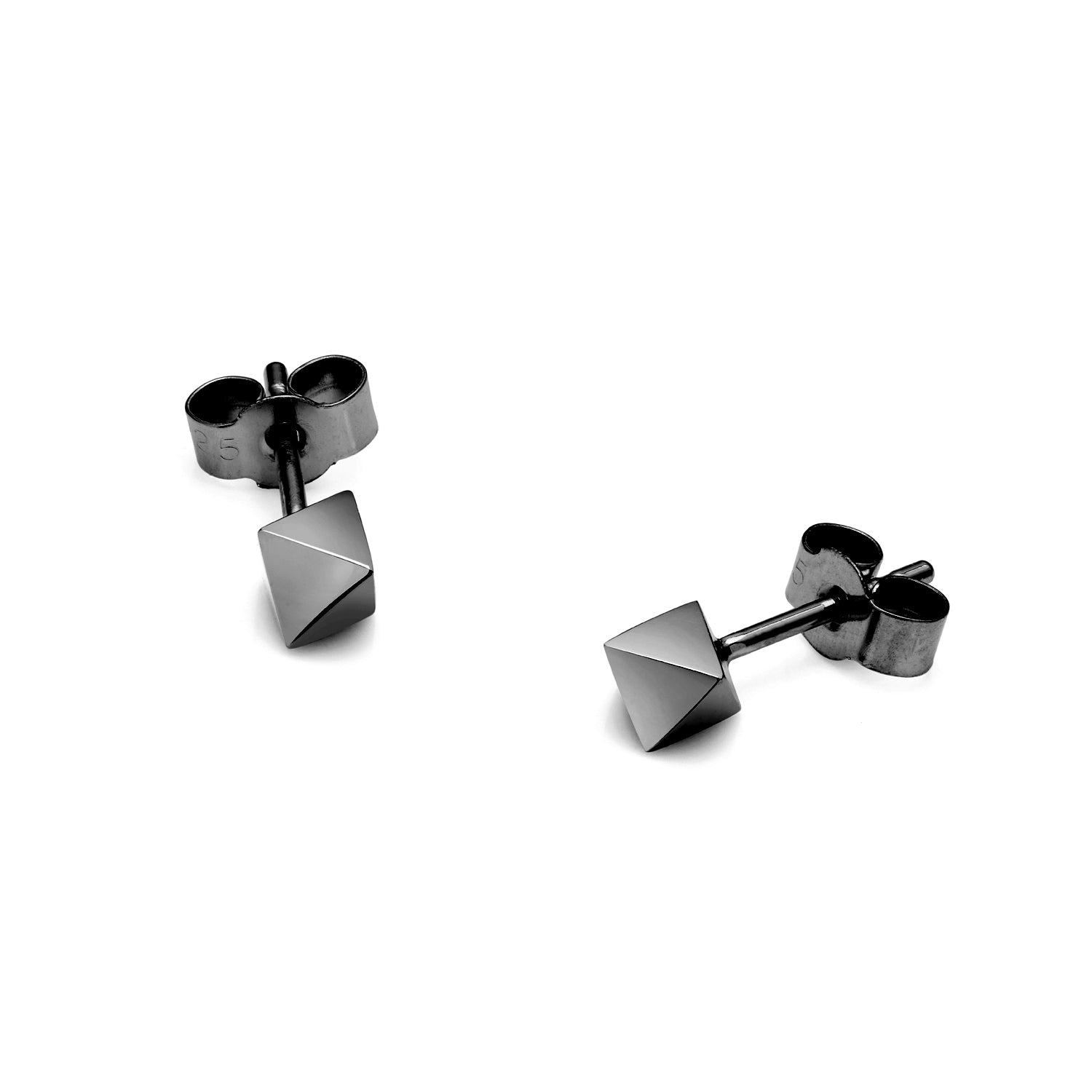 Octahedron Stud Earrings - Black