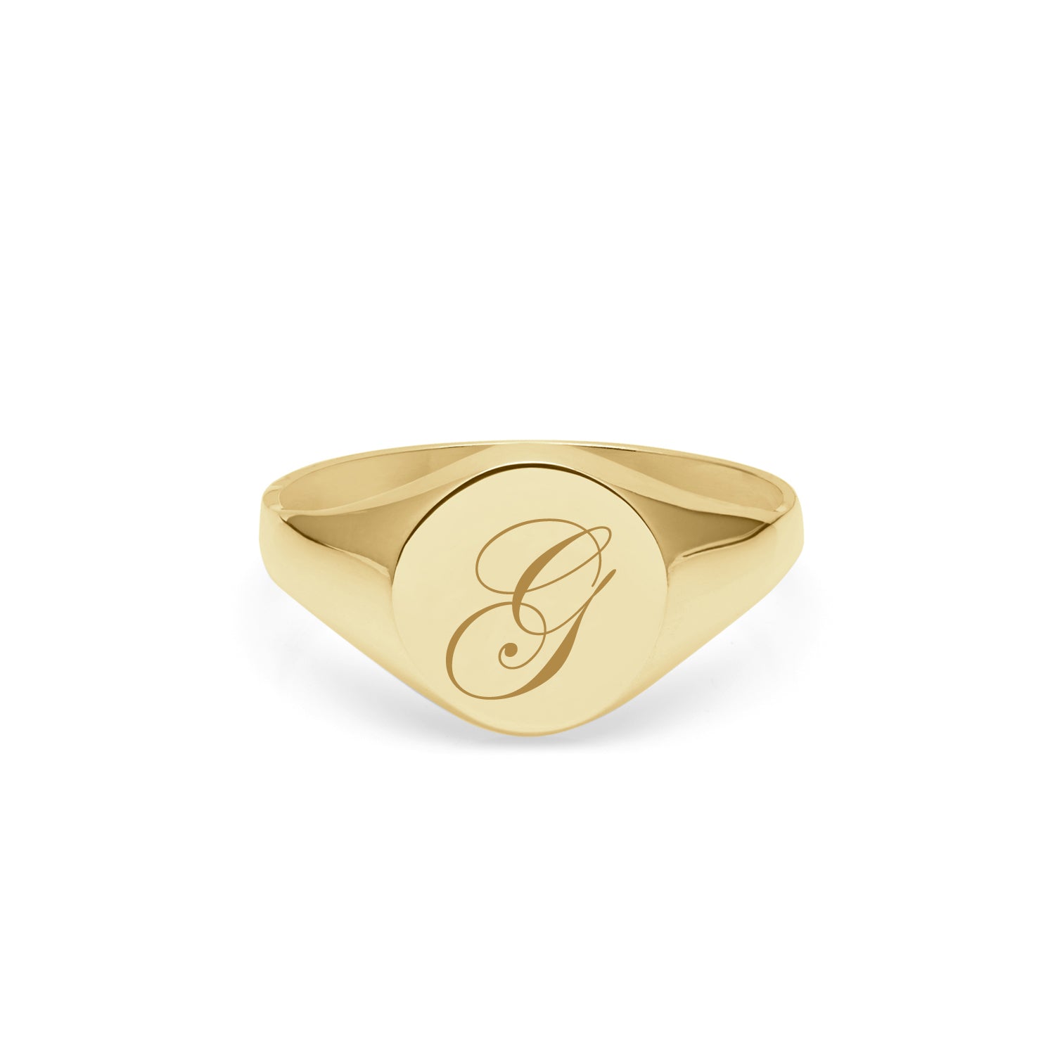 Initial G Edwardian Round Signet Ring - 9k Yellow Gold