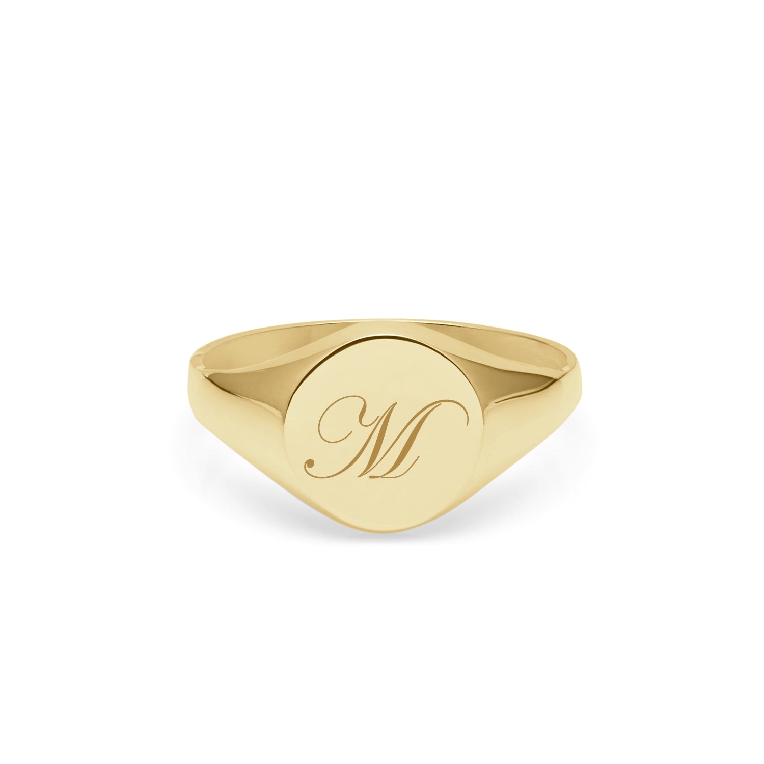 Single Initial Edwardian Round Signet Ring - 9k Yellow Gold