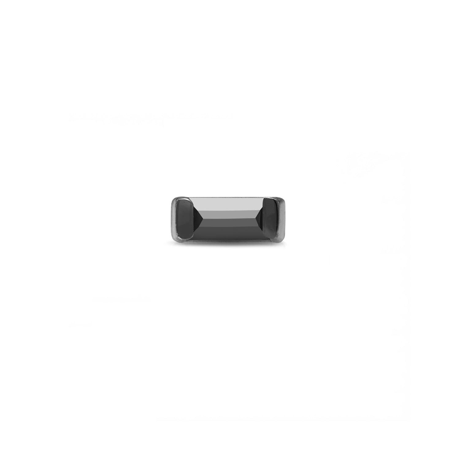 Single Black Diamond Baguette Bar Stud Earring