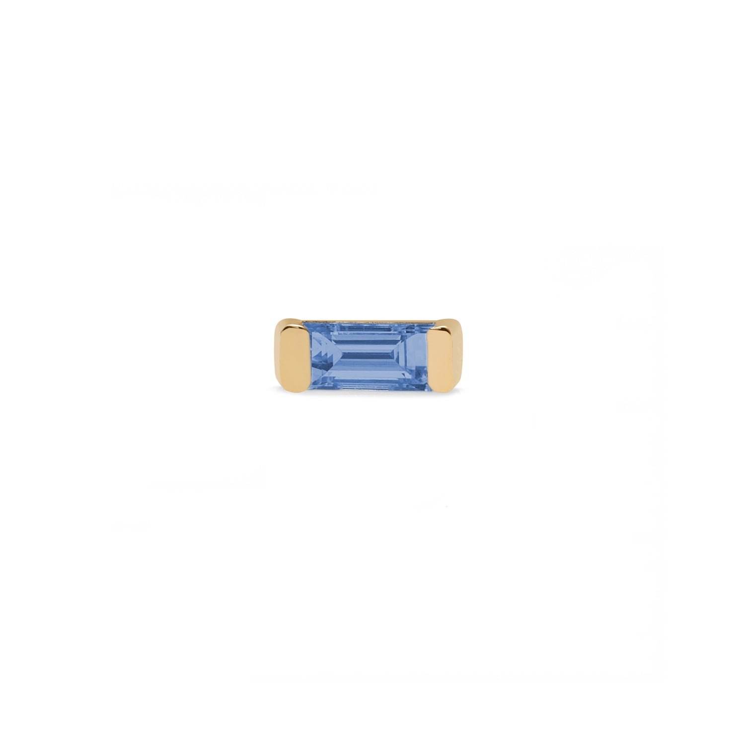 Single London Blue Topaz Baguette Bar Stud Earring