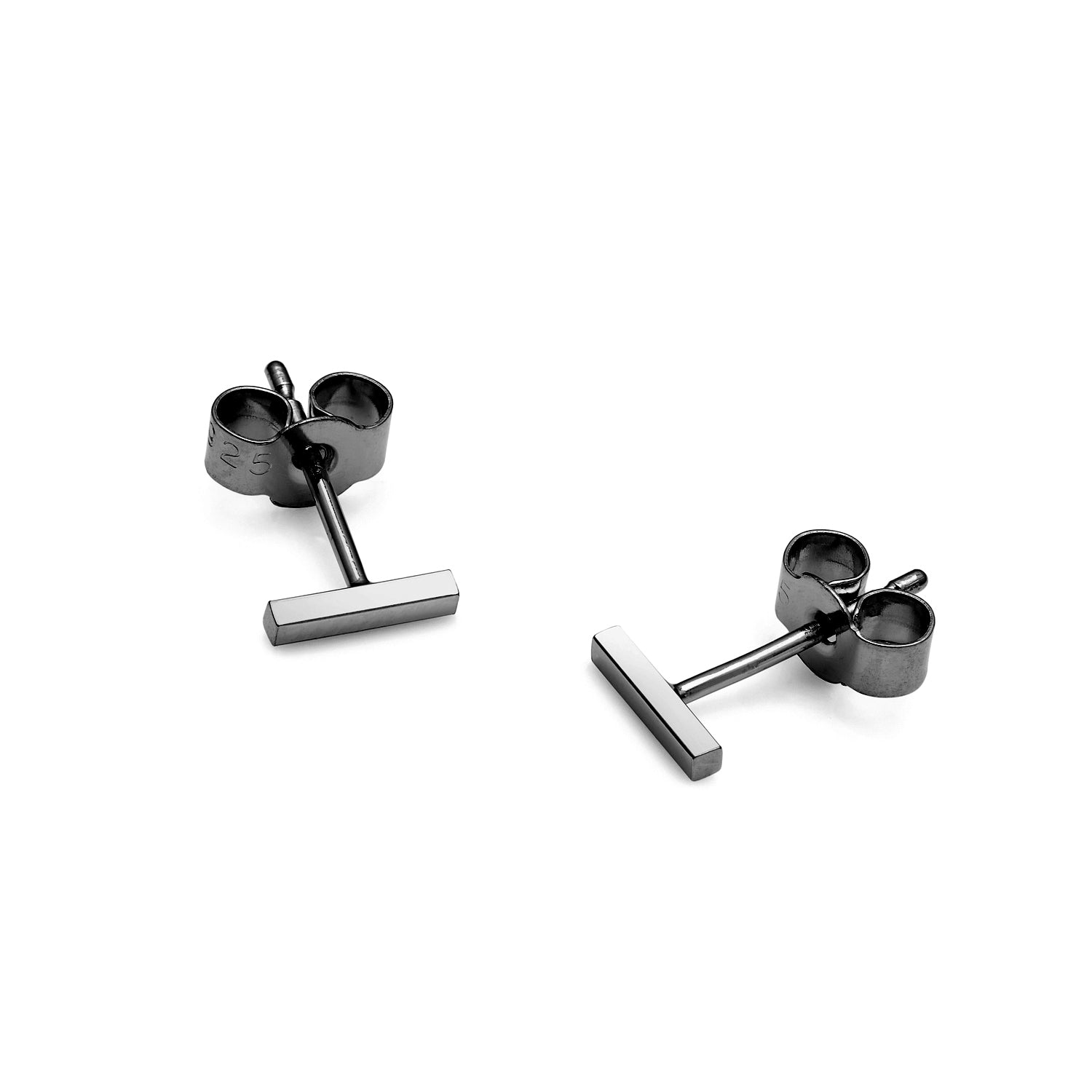 Mini Bar Stud Earrings - Black