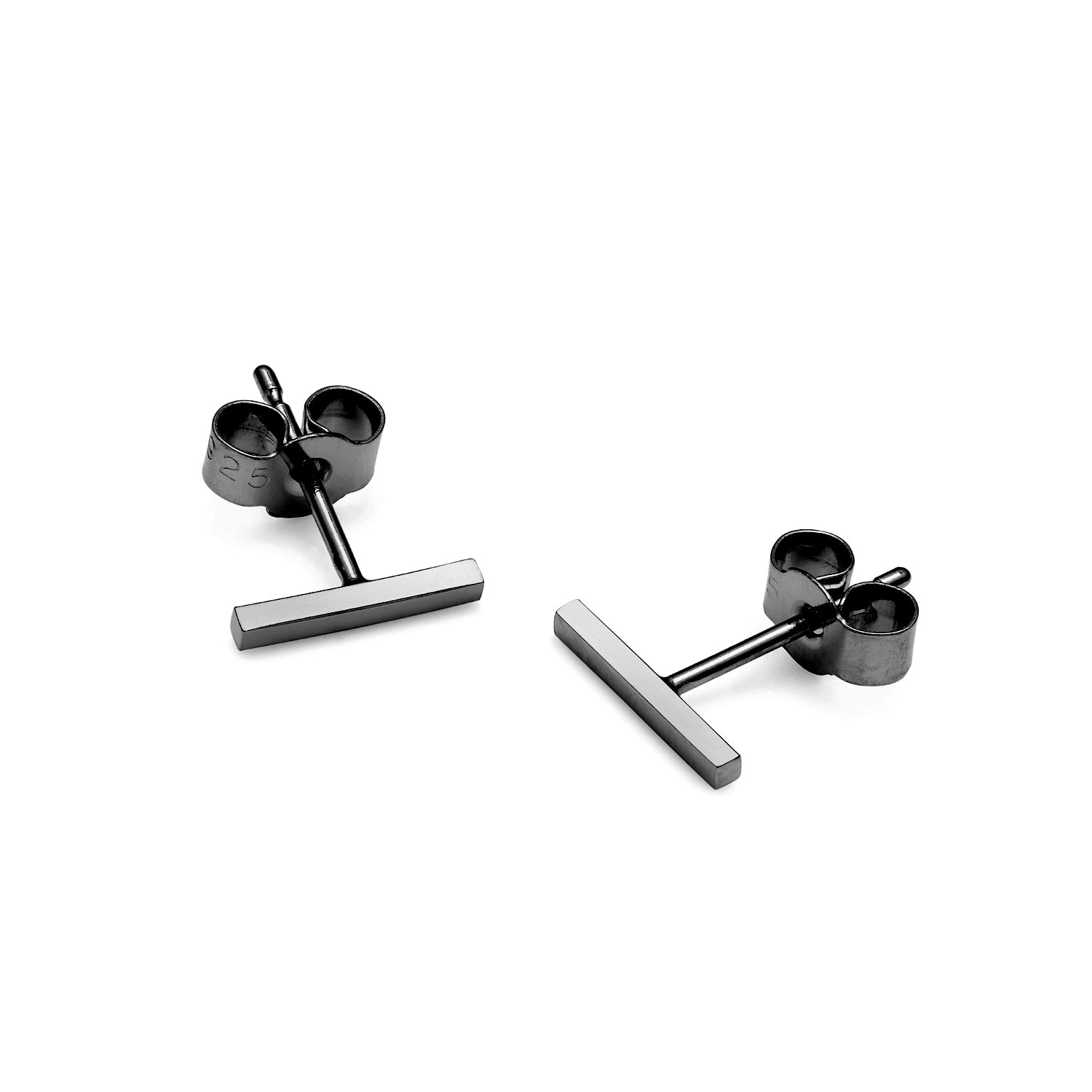 Bar Stud Earrings - Black