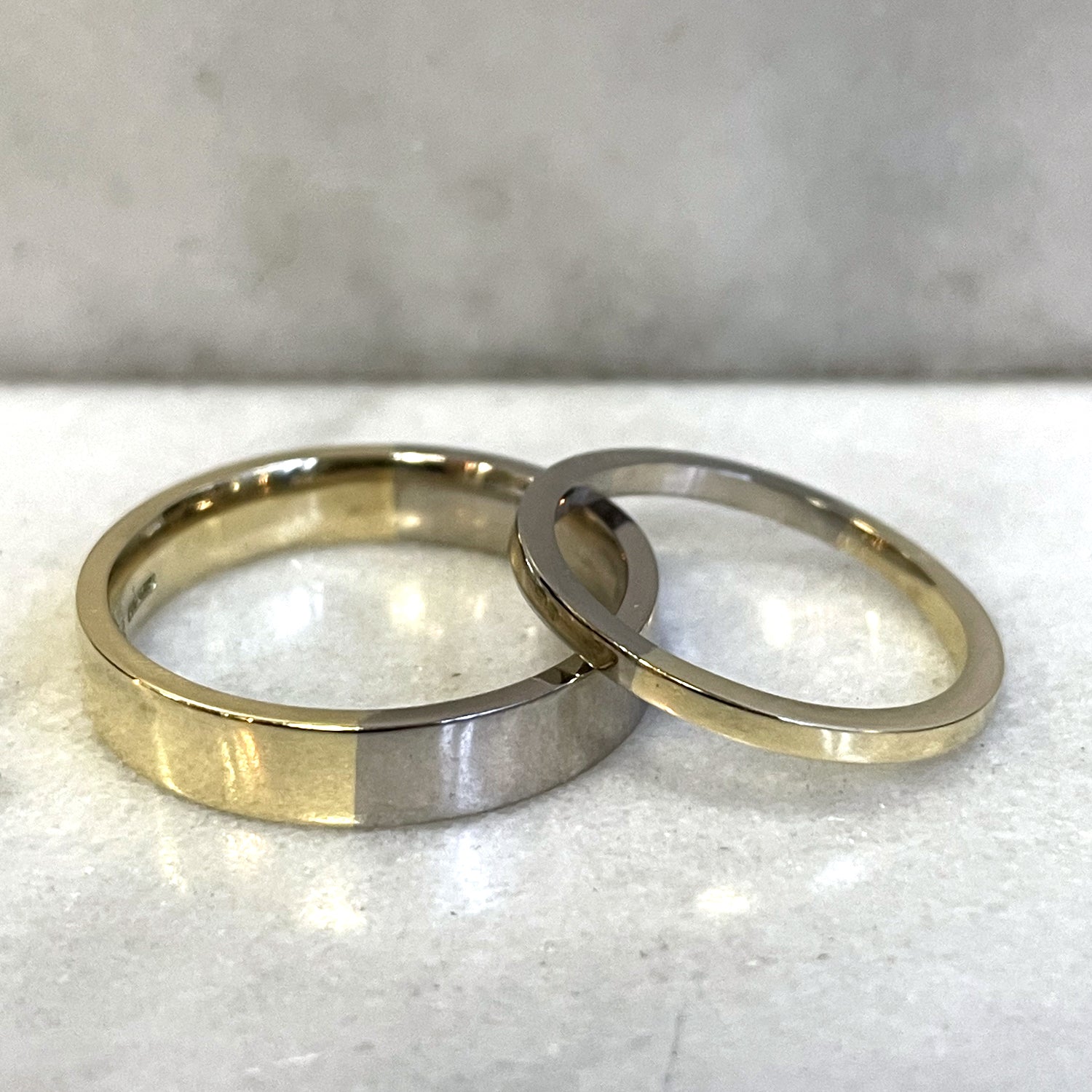 Two-tone Square Ring - 18k Yellow & White Gold