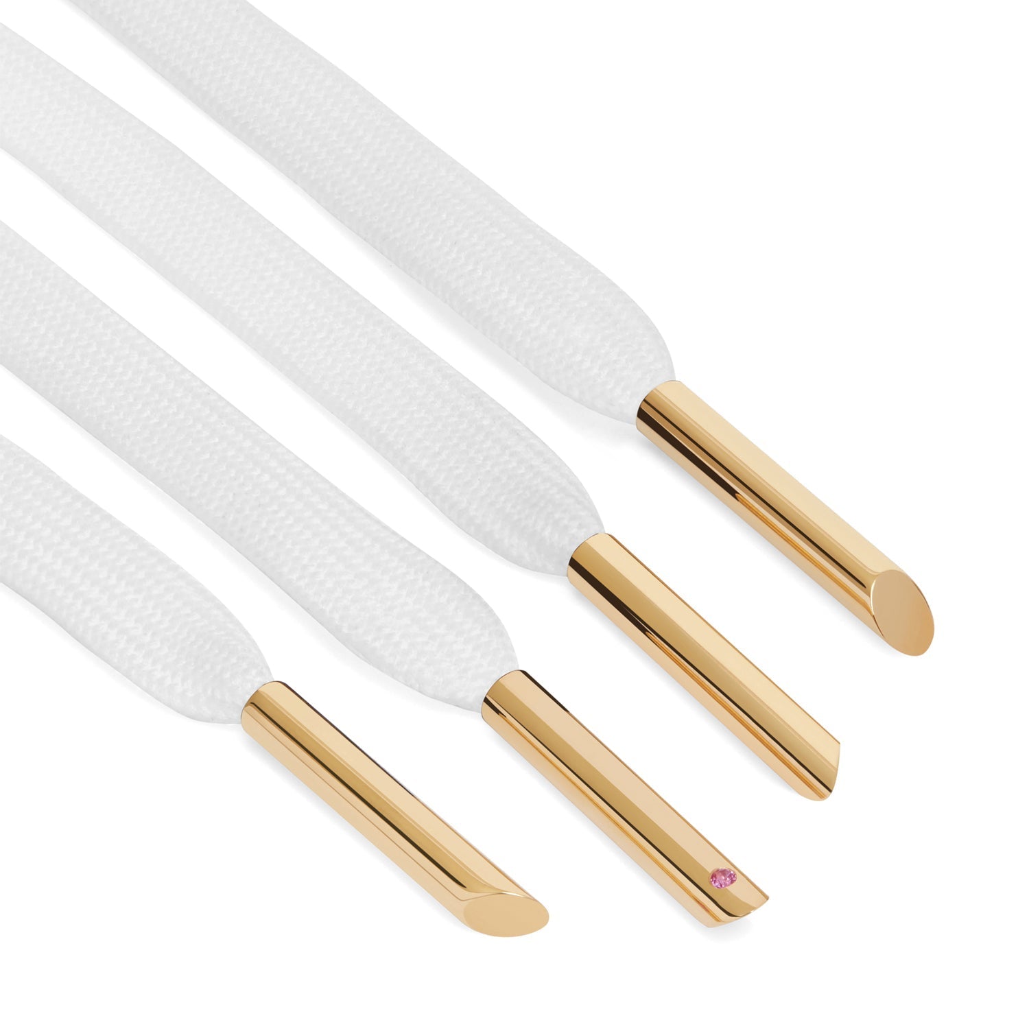 Classic Pink Sapphire Set 18k White Gold Aglets X Nylon Laces