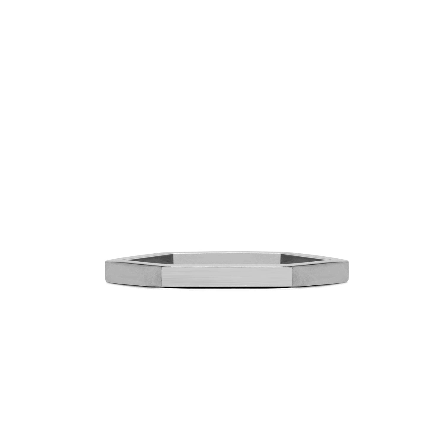 Hexagon Ring - 18k White Gold