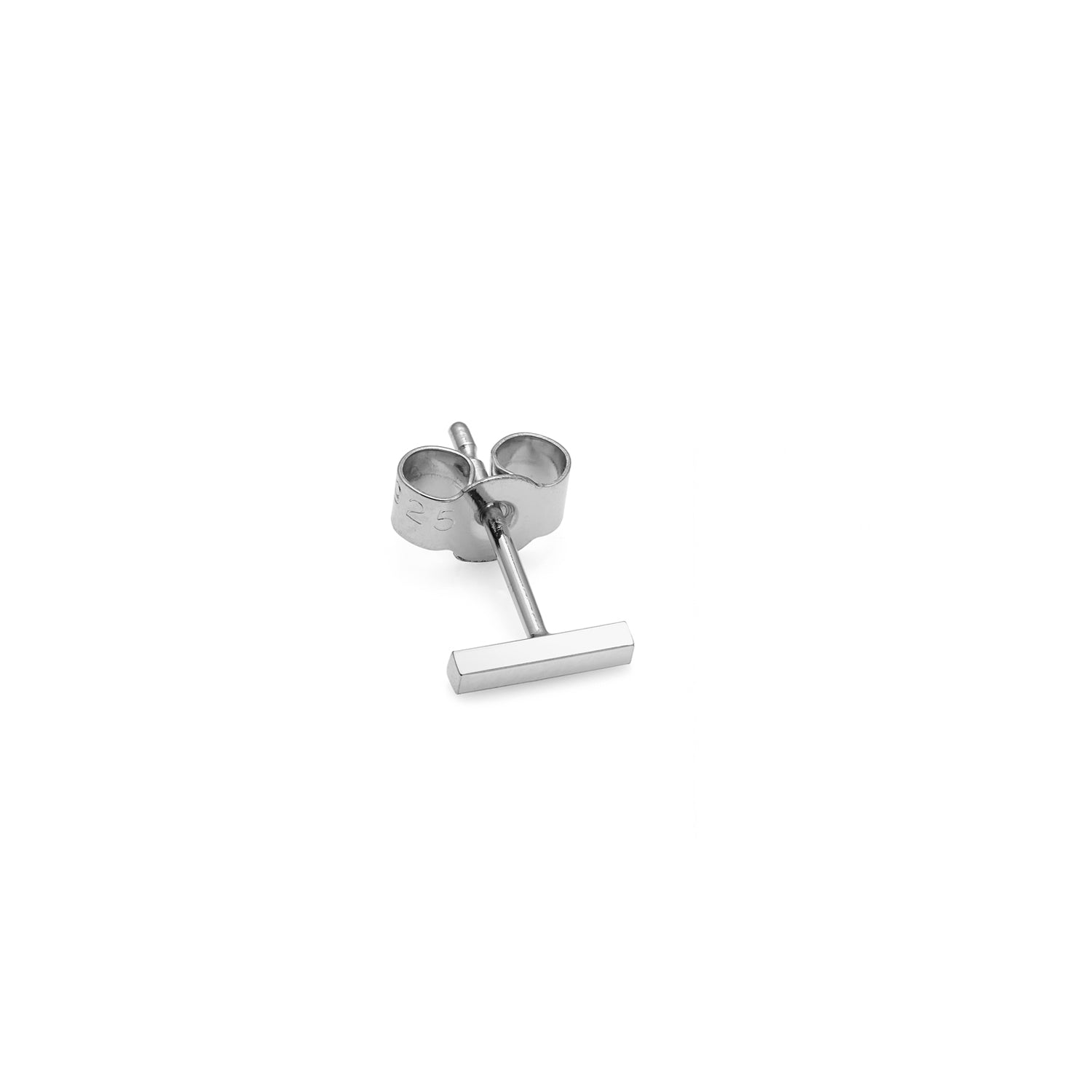 Single Mini Bar Stud Earring - 9k White Gold