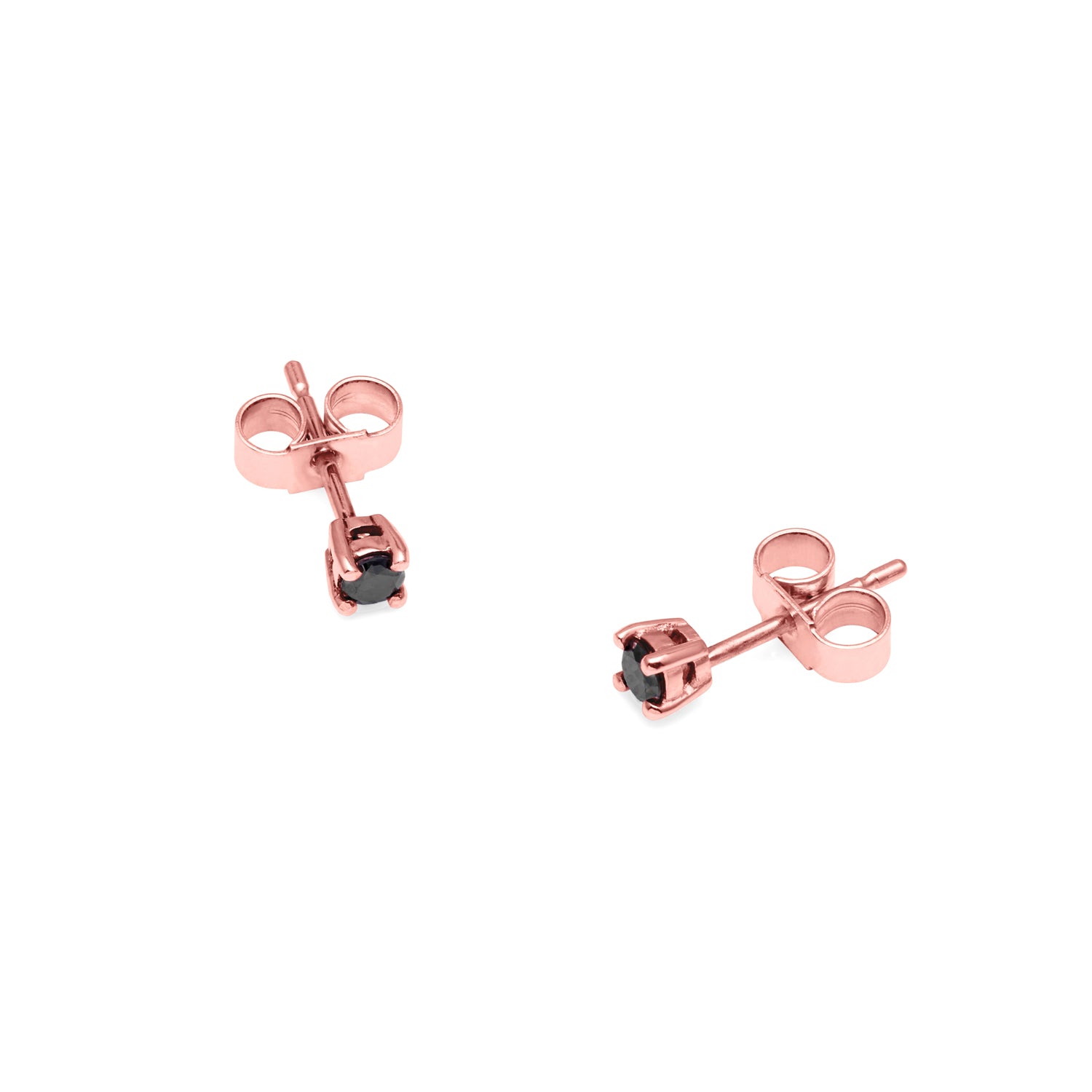 9k Rose Gold & Black Diamond Stud Earrings - Myia Bonner Jewellery