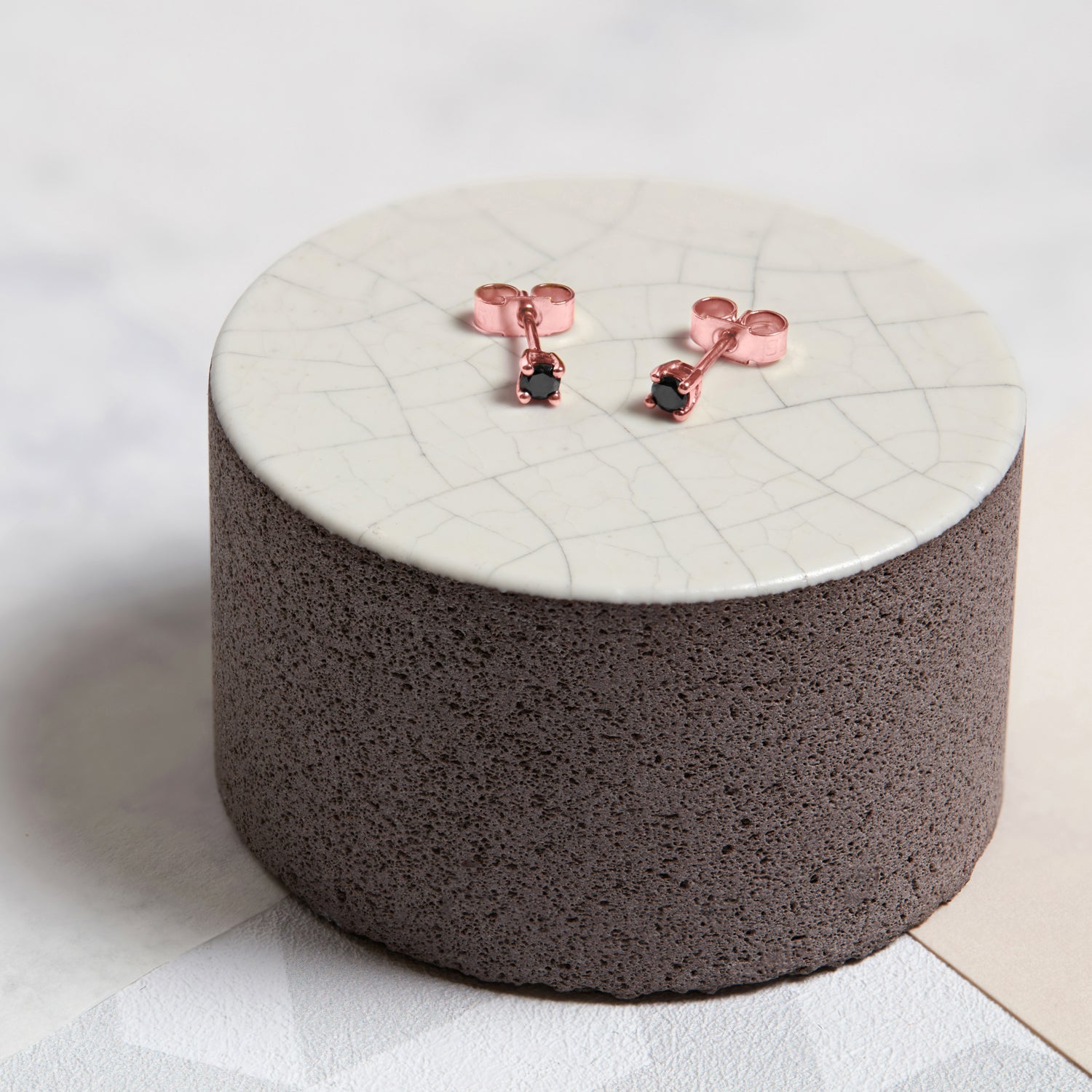 9k Rose Gold & Black Diamond Stud Earrings - Myia Bonner Jewellery