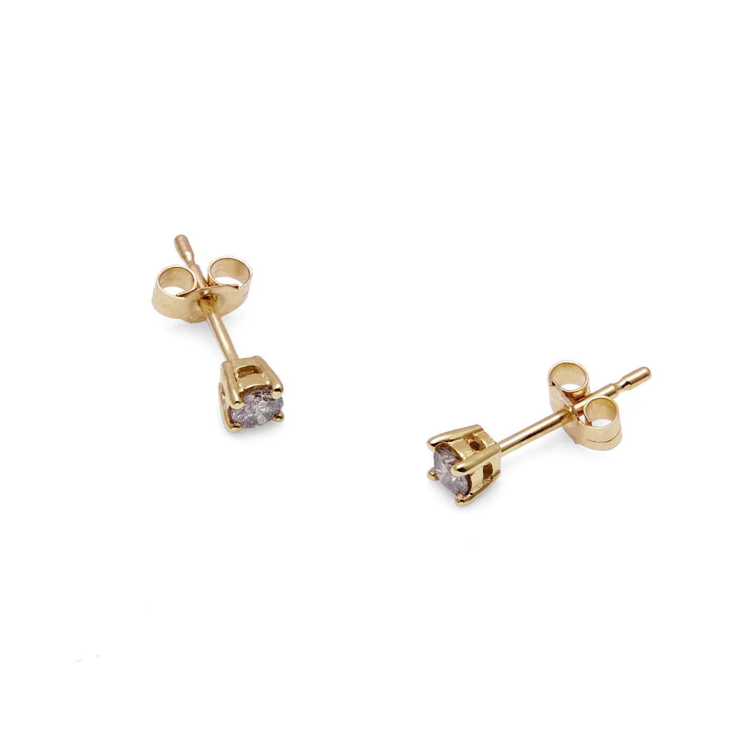 9k Yellow Gold & Salt & Pepper Diamond Stud Earrings