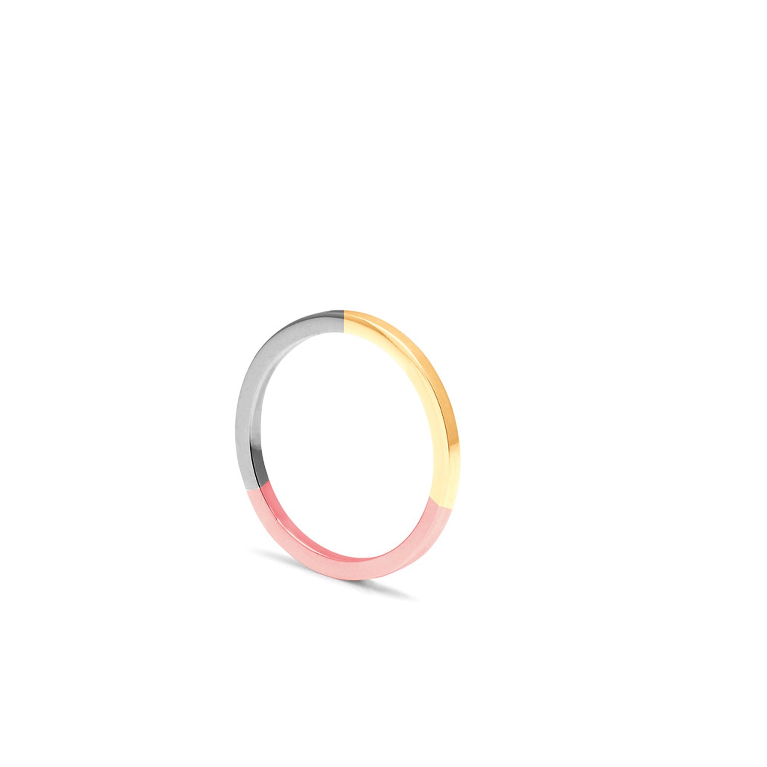 Three-tone Square Ring - 18k Yellow, Rose & White