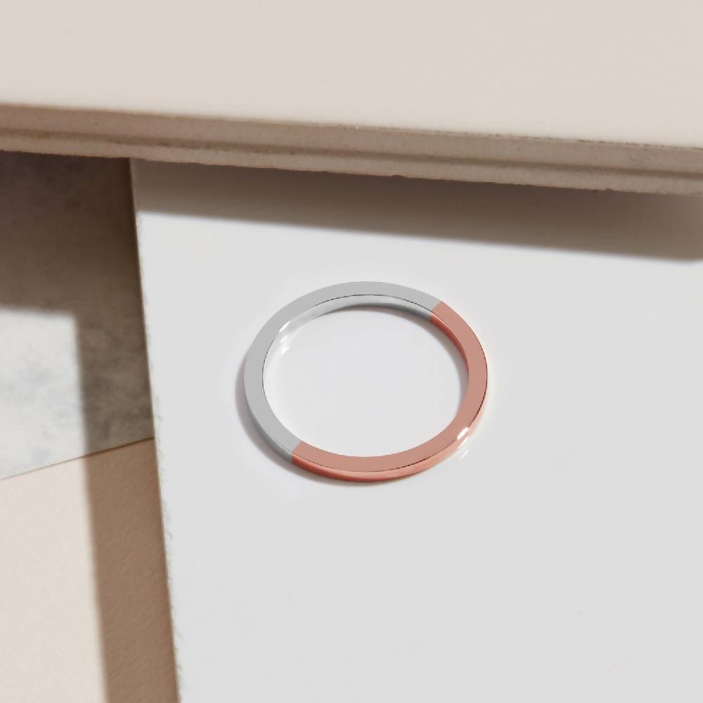 Two-tone Square Ring - 9k Rose Gold & Silver - Myia Bonner Jewellery
