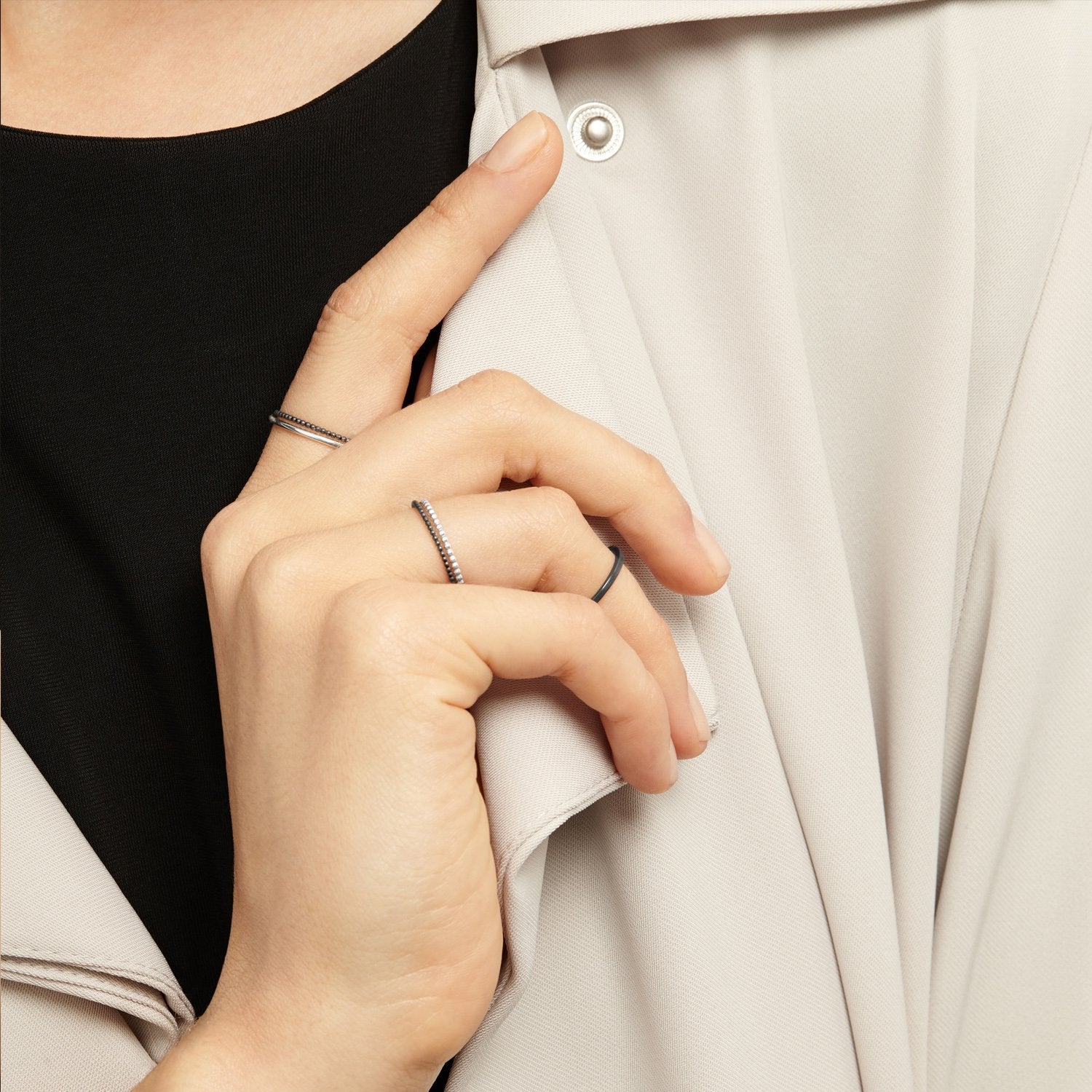 Skinny Sphere Stacking Ring - Silver - Myia Bonner Jewellery