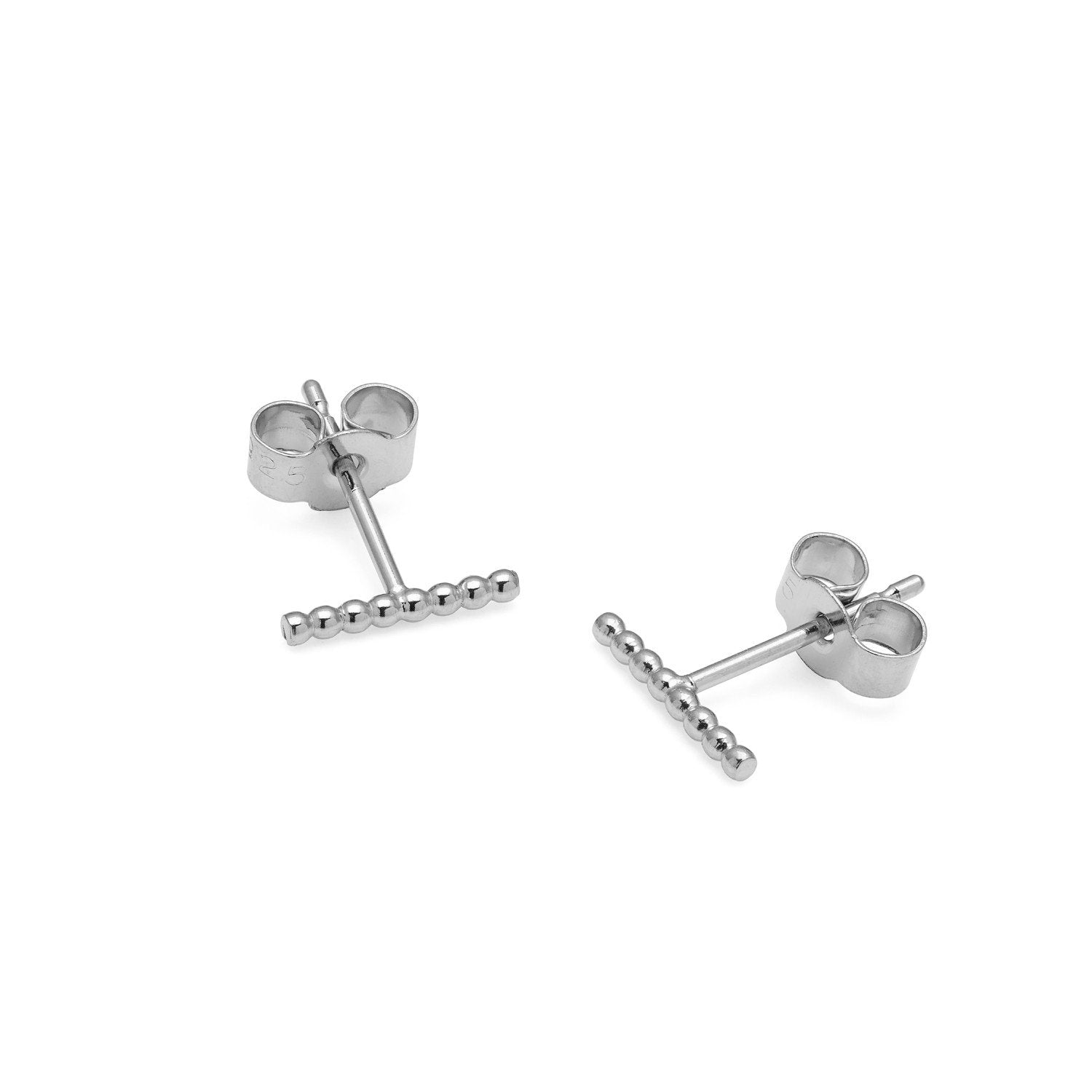 Sphere Bar Stud Earrings - Silver - Myia Bonner Jewellery