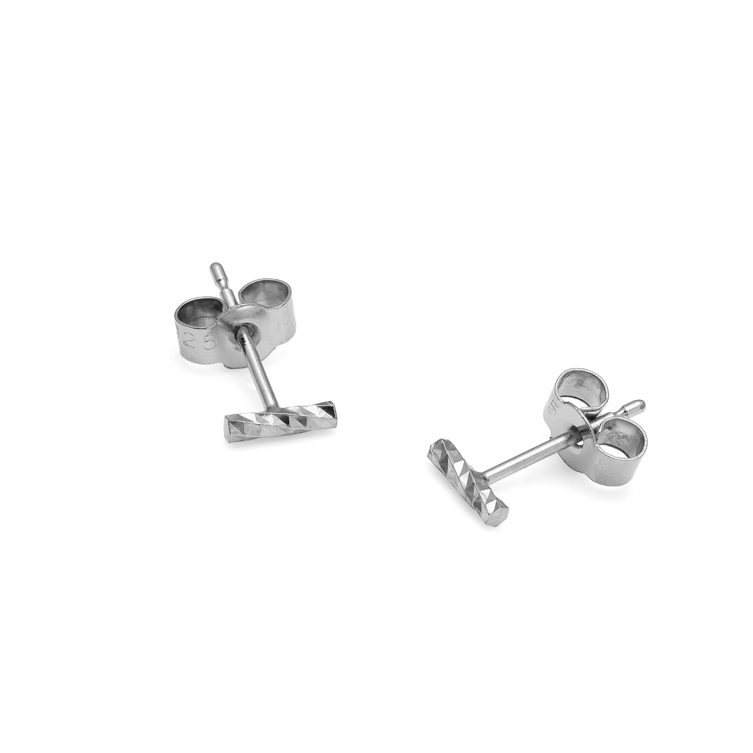 Mini Faceted Bar Stud Earrings - Silver - Myia Bonner Jewellery