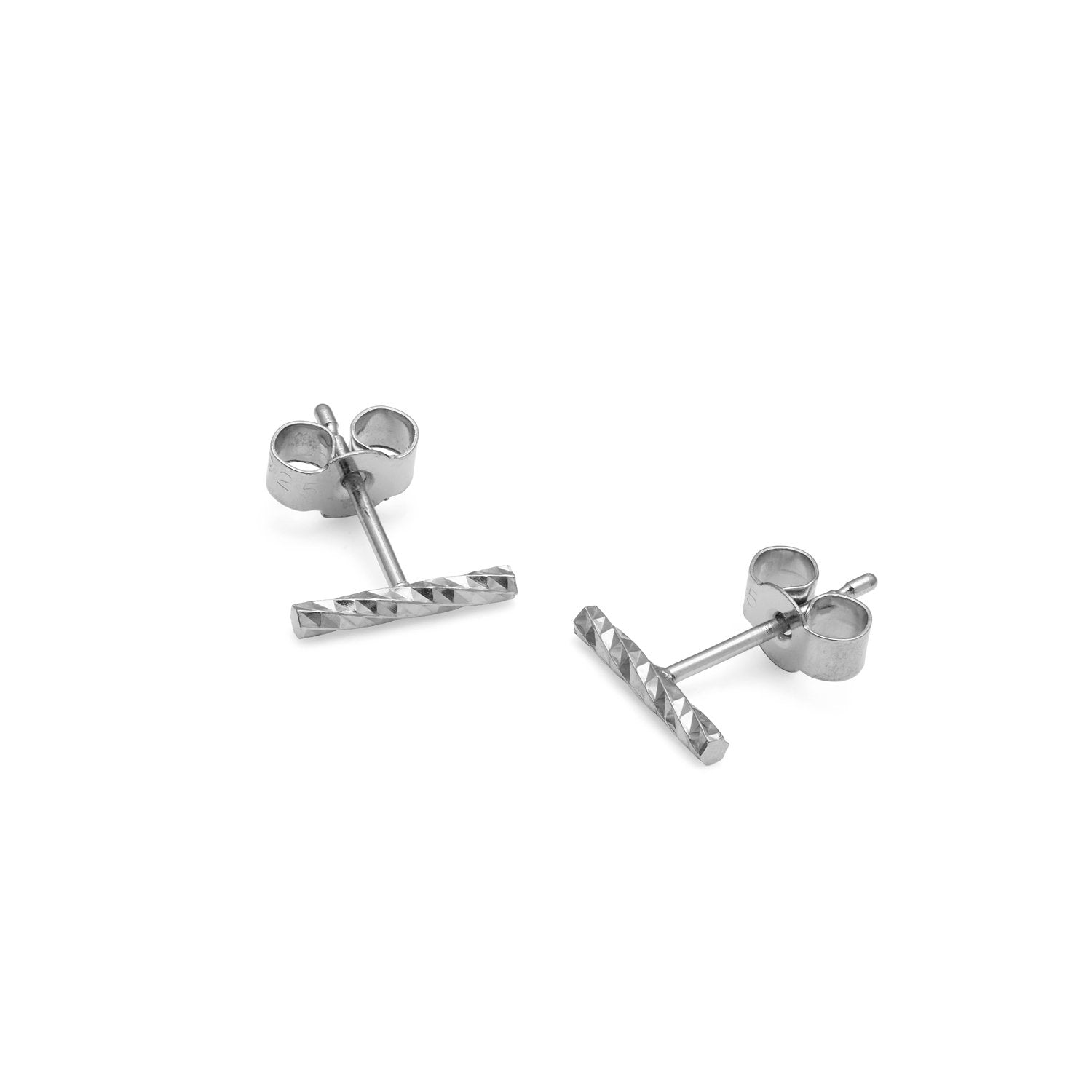 Faceted Bar Stud Earrings - Silver - Myia Bonner Jewellery