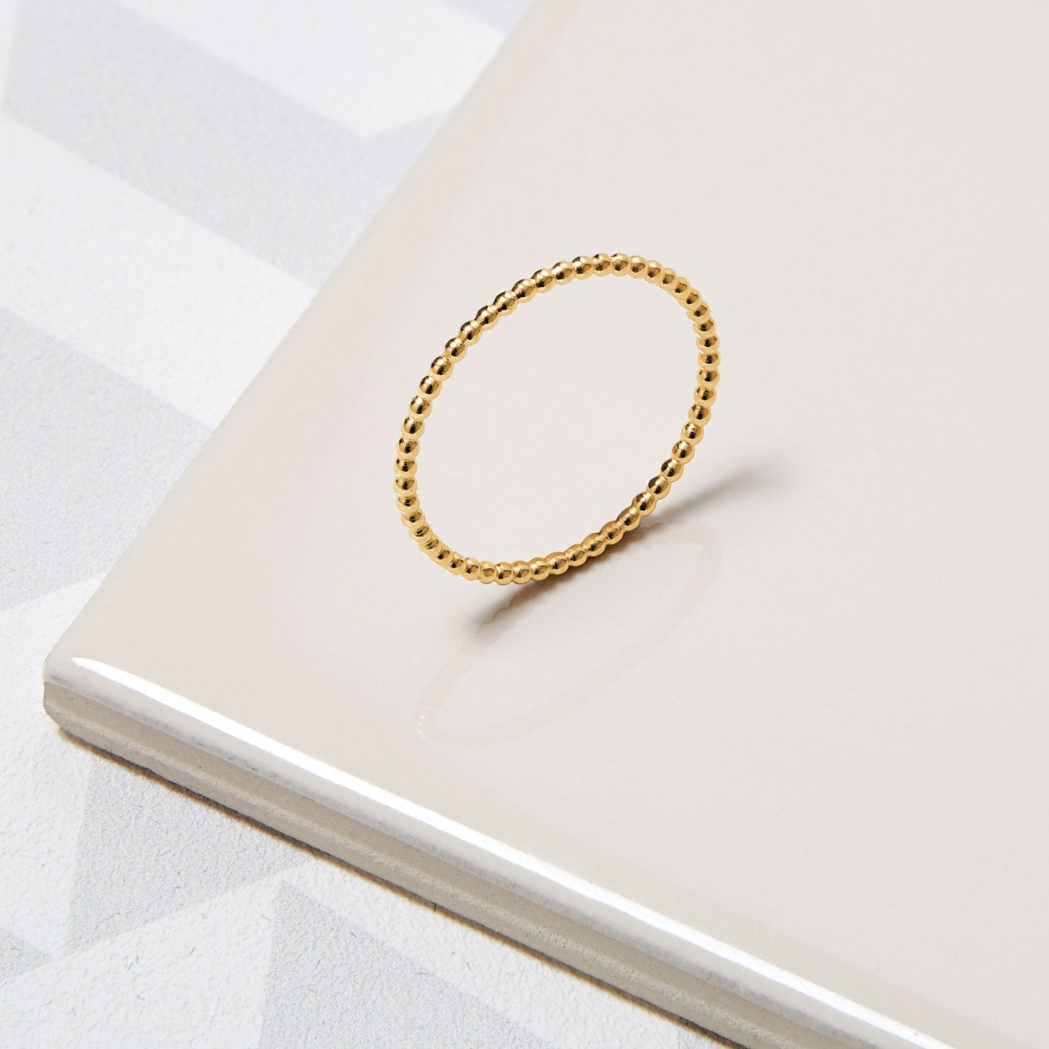 Skinny Sphere Stacking Ring - 9k Yellow Gold - Myia Bonner Jewellery
