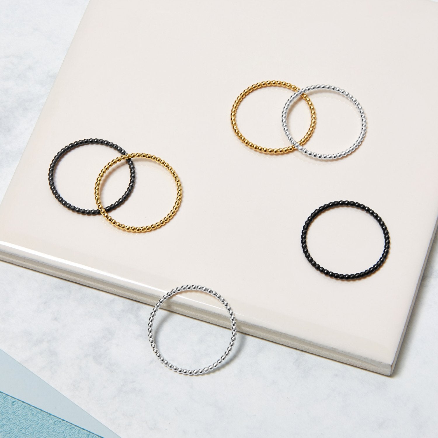 Skinny Sphere Stacking Ring - 9k Yellow Gold - Myia Bonner Jewellery