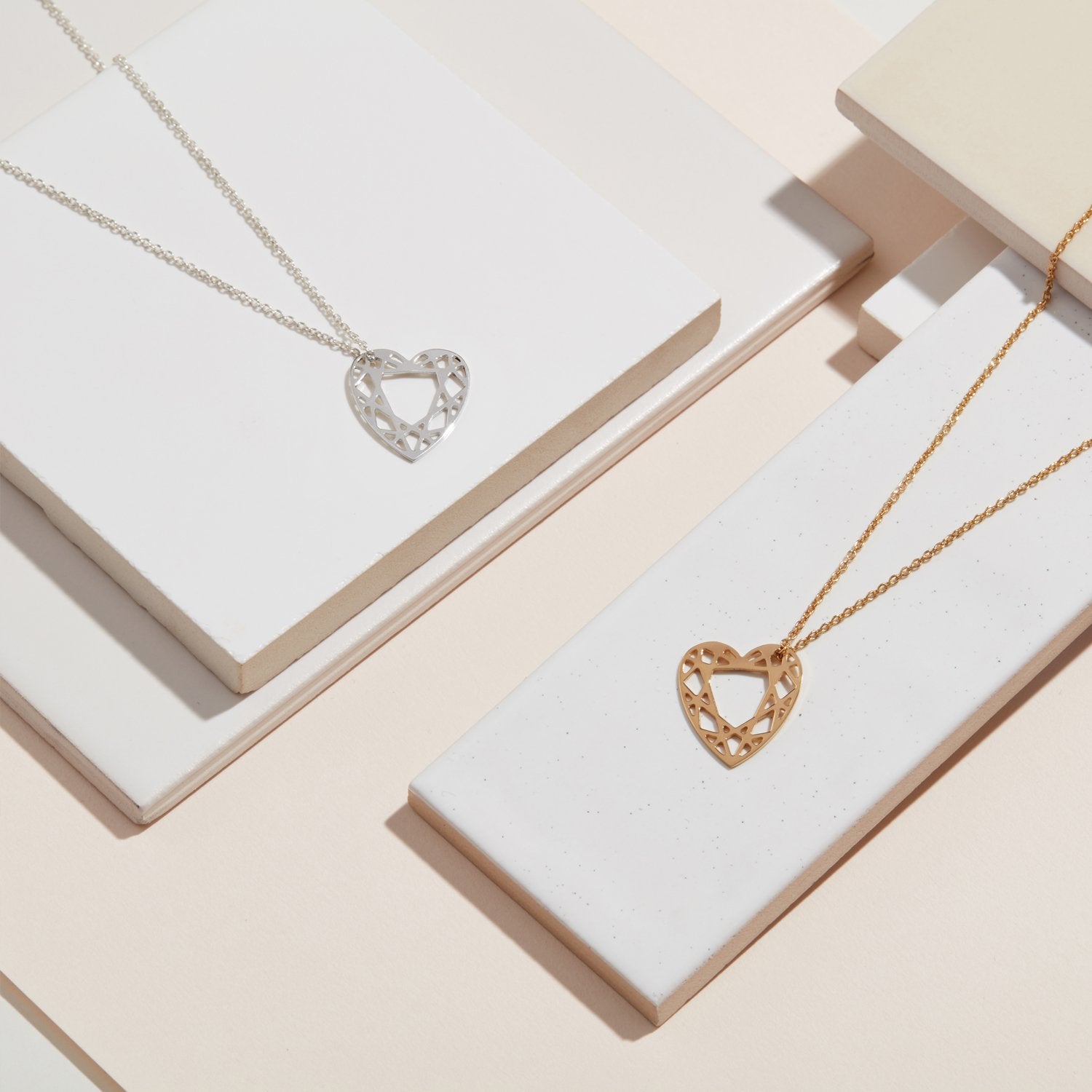 Small Heart Diamond Necklace - Silver - Myia Bonner Jewellery