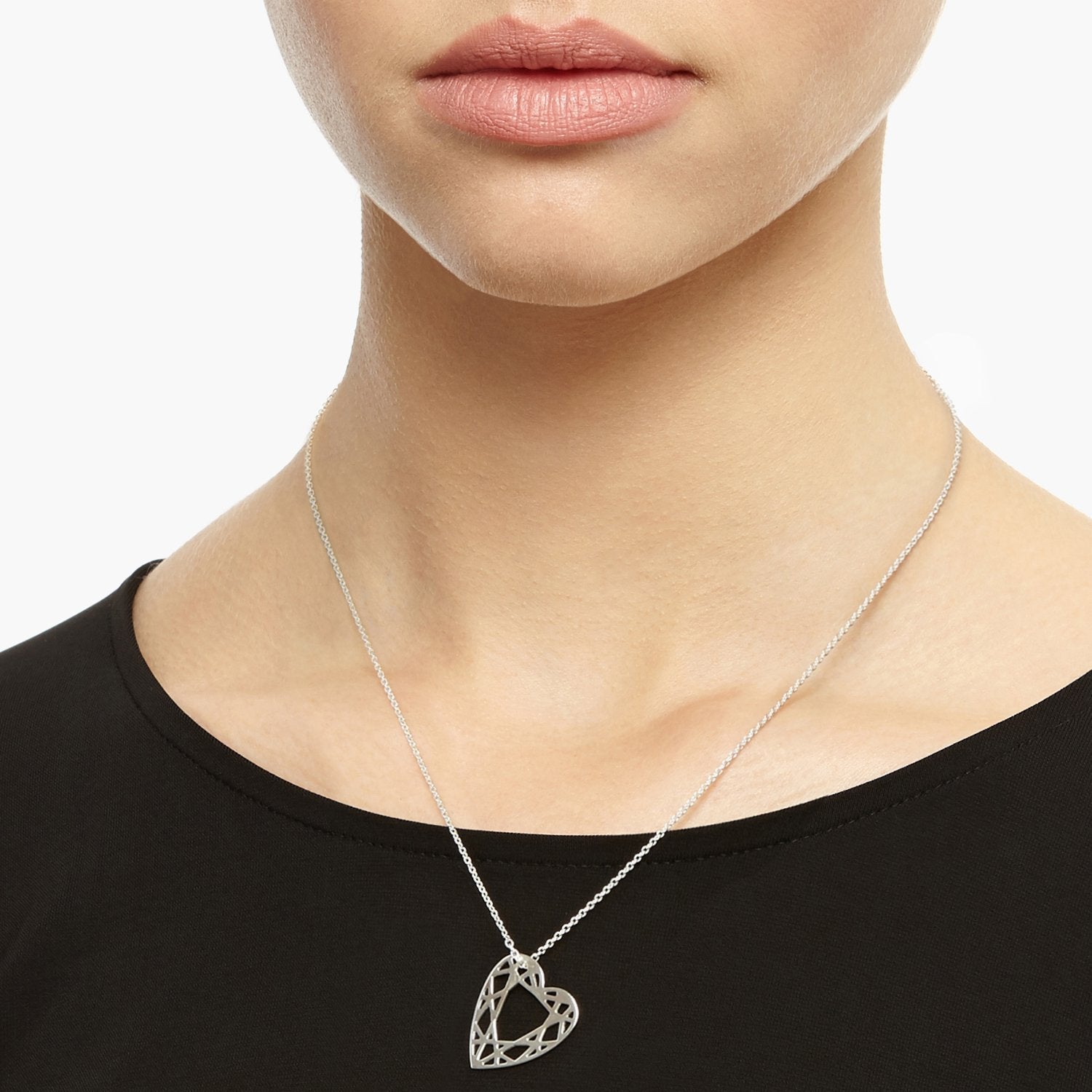 Small Heart Diamond Necklace - Silver - Myia Bonner Jewellery