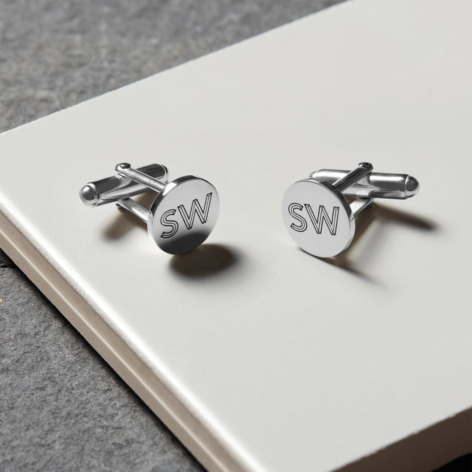 Personalised Facett Initial Cufflinks - Silver - Myia Bonner Jewellery