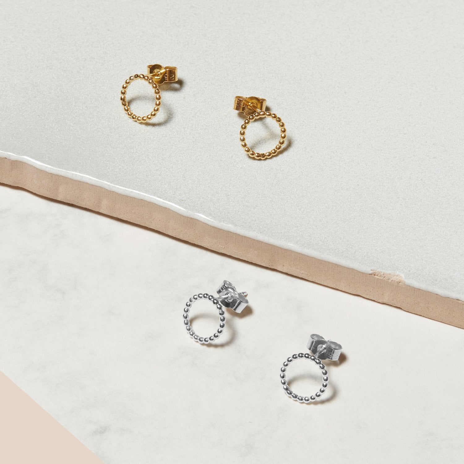 Circle Sphere Stud Earrings - Silver - Myia Bonner Jewellery