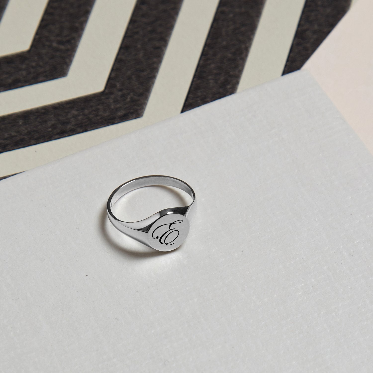 Initial F Edwardian Signet Ring - Silver - Myia Bonner Jewellery