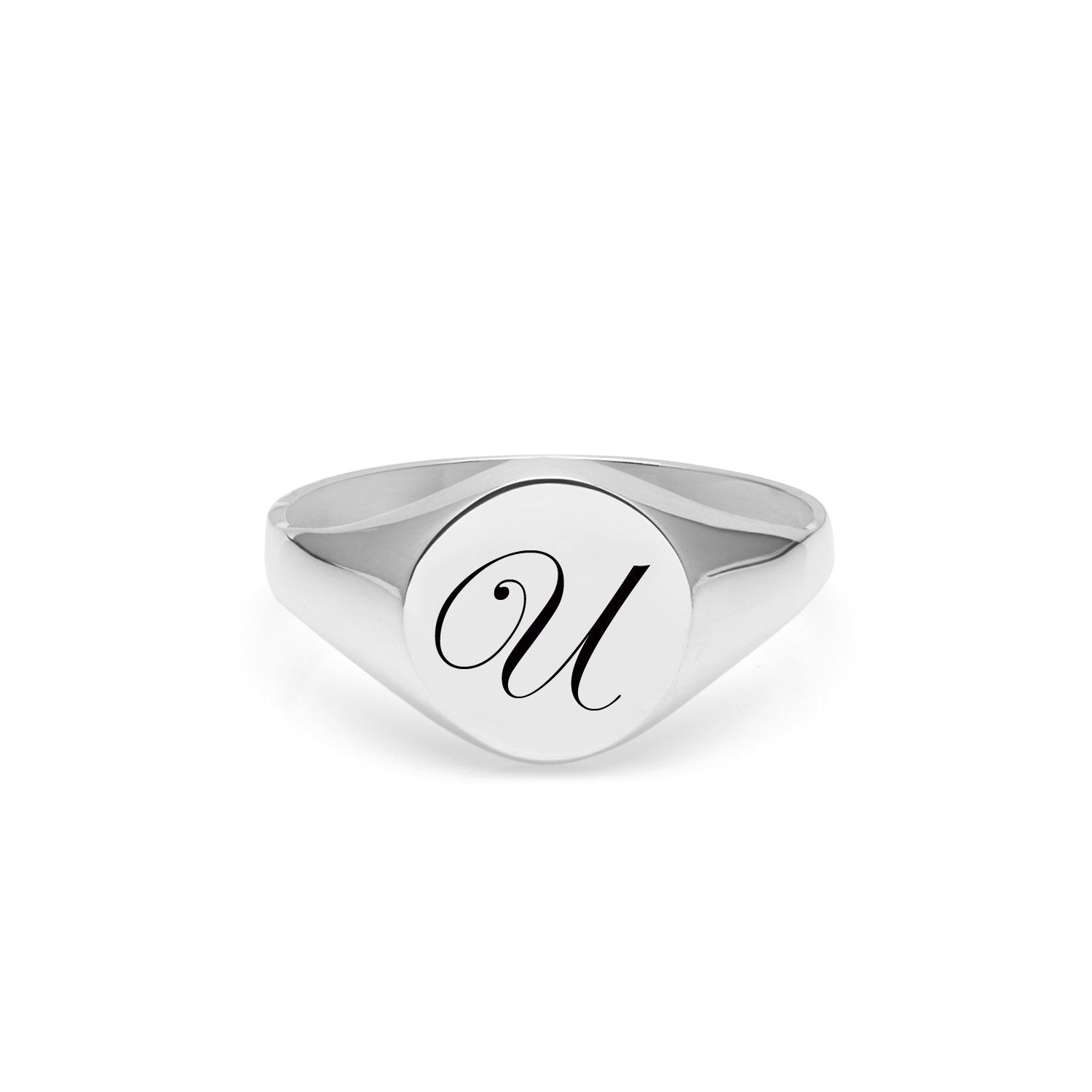Initial U Silver Edwardian Signet Ring - Myia Bonner Jewellery