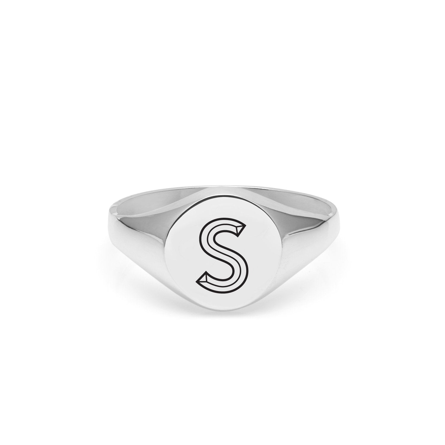 Facett Initial S Round Signet Ring - Silver - Myia Bonner Jewellery