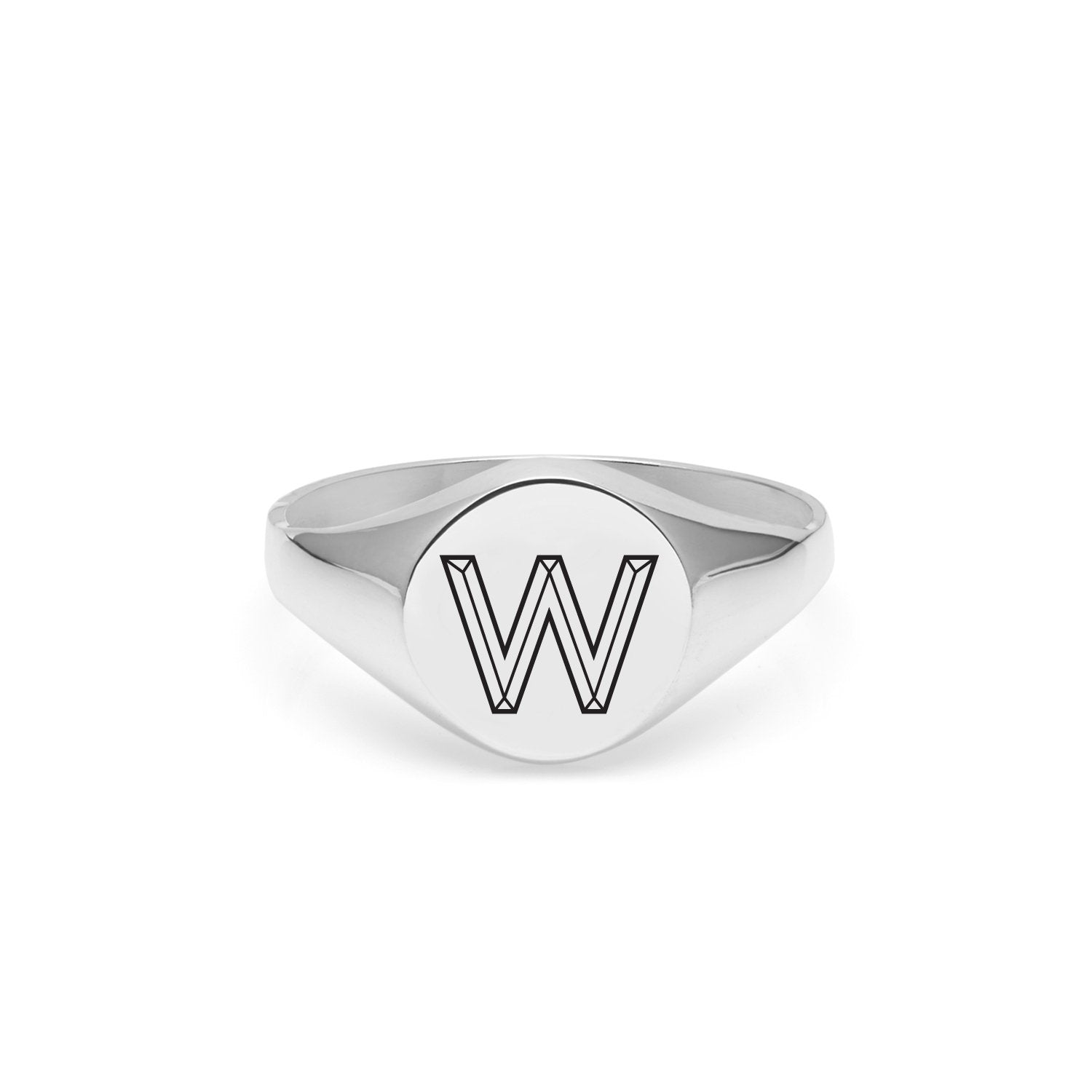 Facett Initial W Round Signet Ring - Silver - Myia Bonner Jewellery