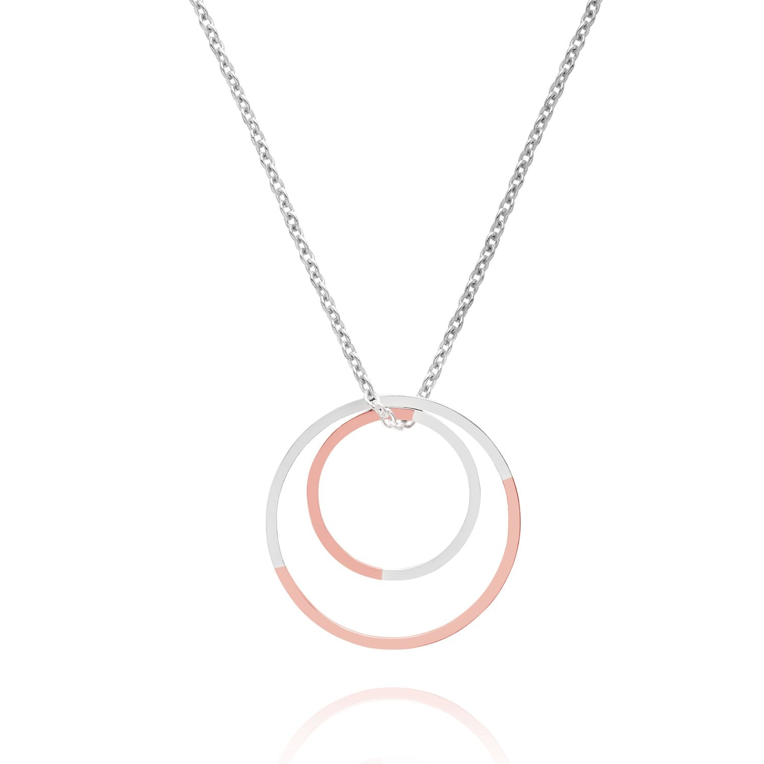 Two-tone Double Circle Necklace - 9k Rose Gold & Silver - Myia Bonner Jewellery