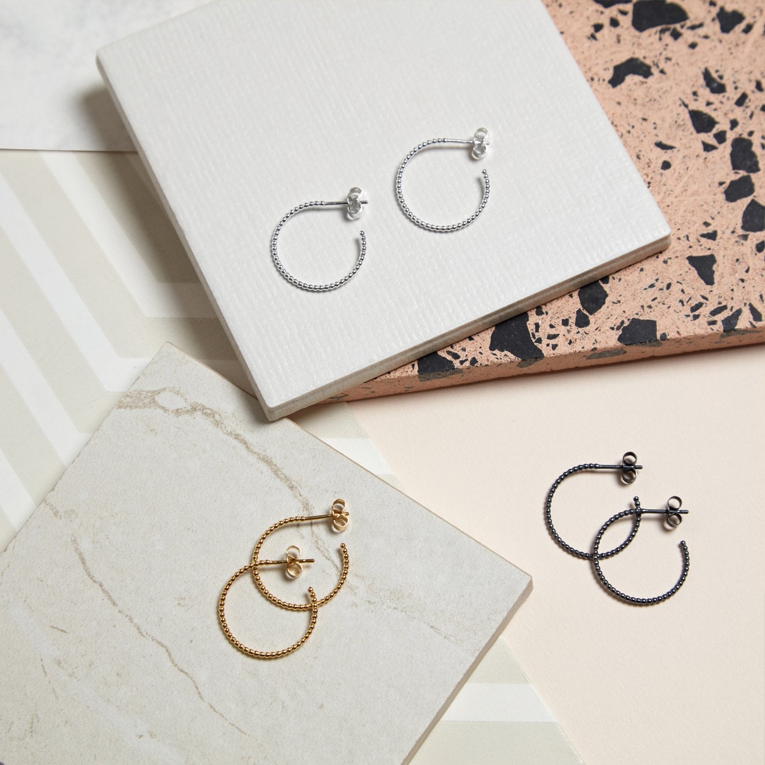 Medium Sphere Hoop Earrings - Silver - Myia Bonner Jewellery